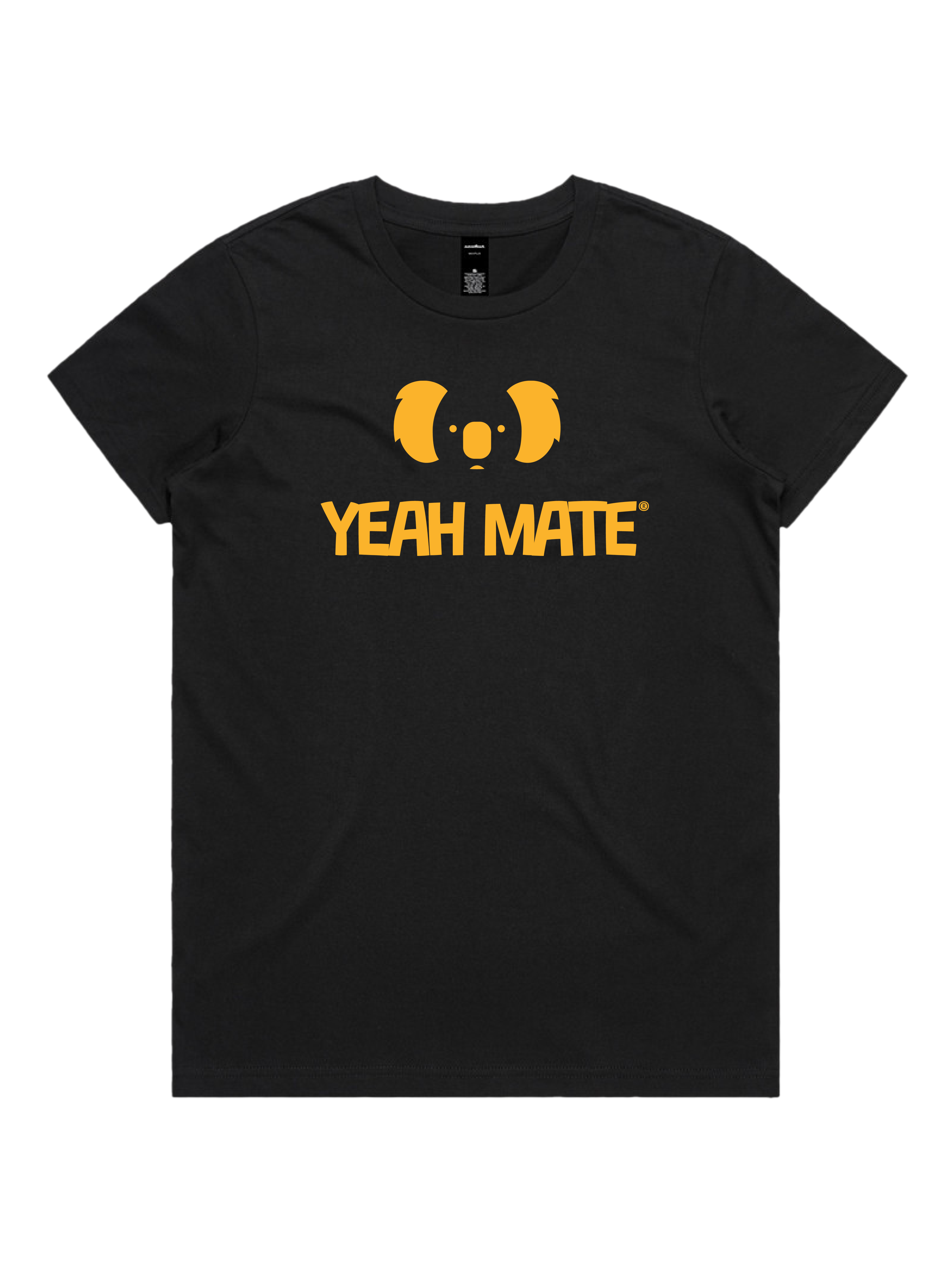 Premium Cotton Graphic T-shirt - Women's Fit - YM Stacked Logo - Black - Yeah Mate Classic™ Clothing
