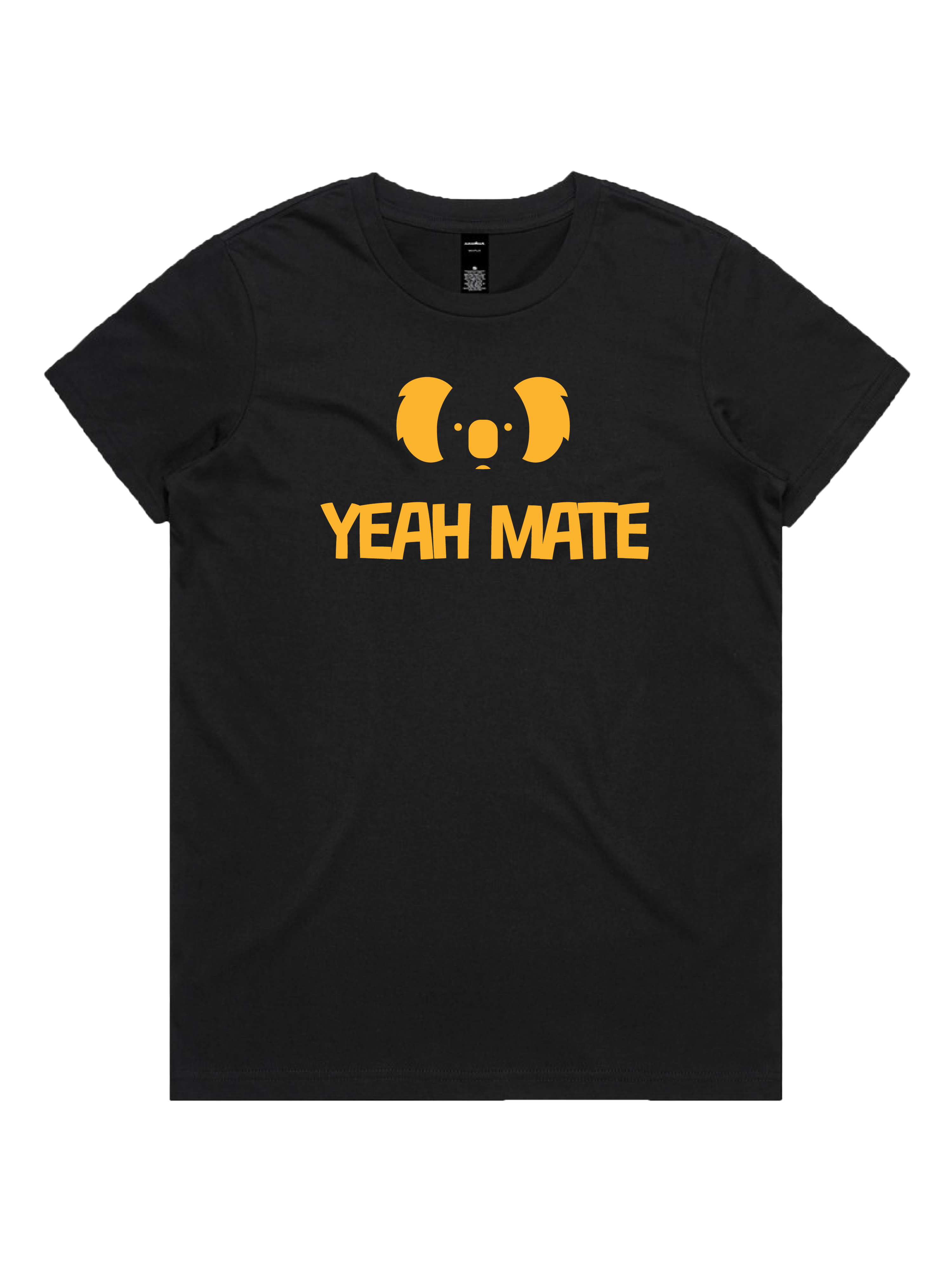 Premium Cotton Graphic T-shirt - Women's Fit - YM Stacked Logo - Black - Yeah Mate Classic™ Clothing 1
