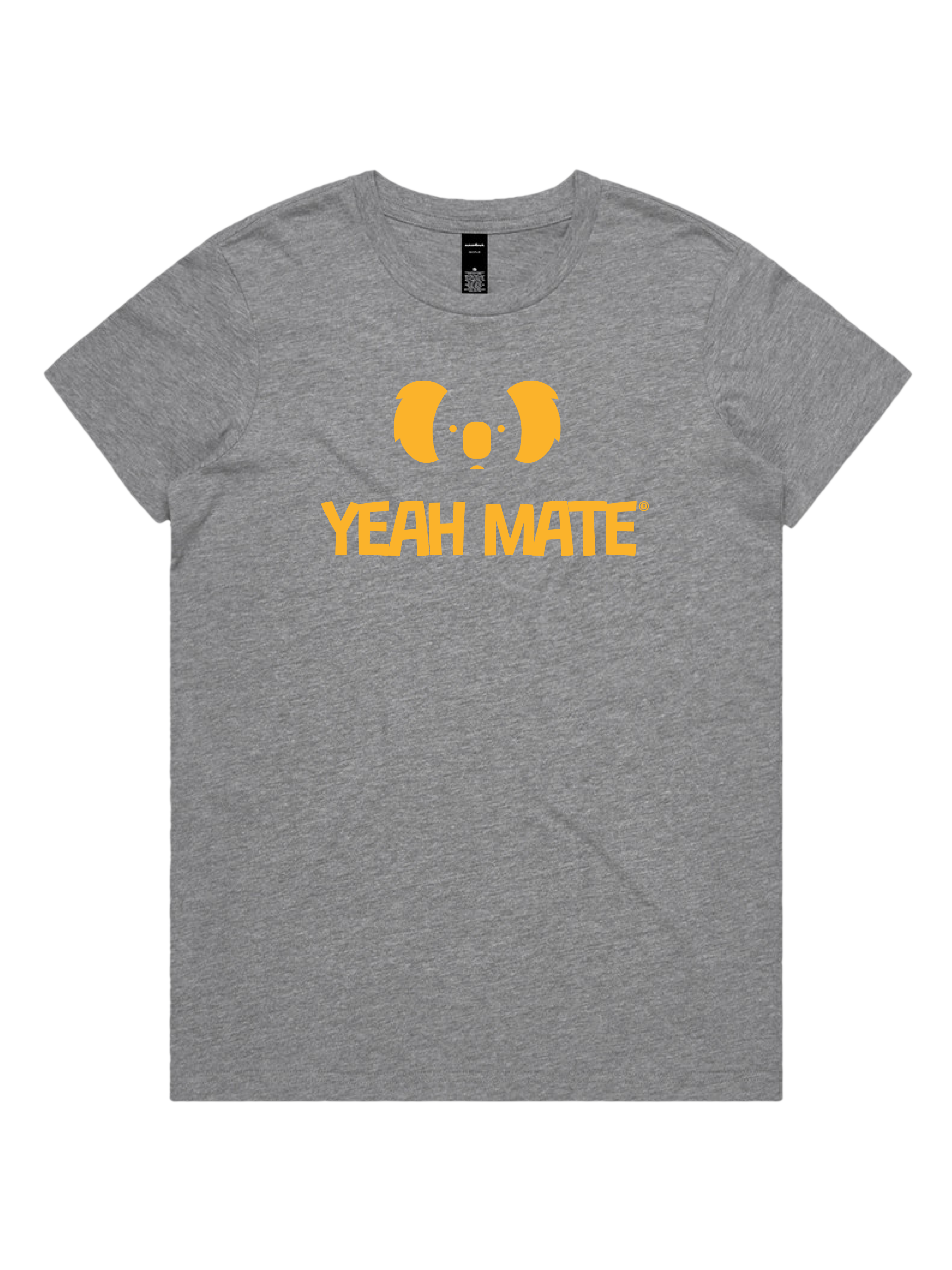 Premium Cotton Graphic T-shirt - Women's Fit - YM Stacked Logo - Grey Marle - Yeah Mate Freestyle™ Clothing
