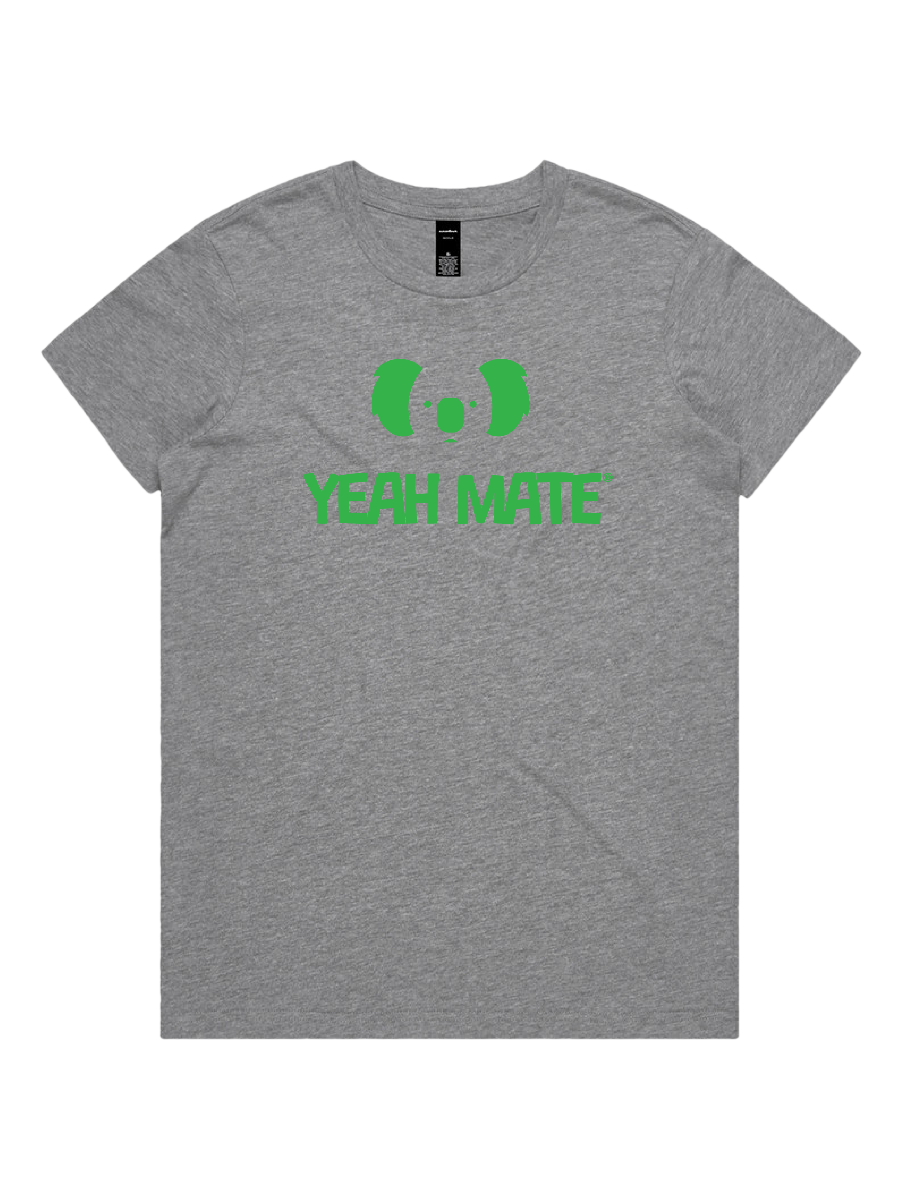 Premium Cotton Graphic T-shirt - Women's Fit - YM Stacked Logo - Grey Marle - Yeah Mate Freestyle™ Clothing 1

