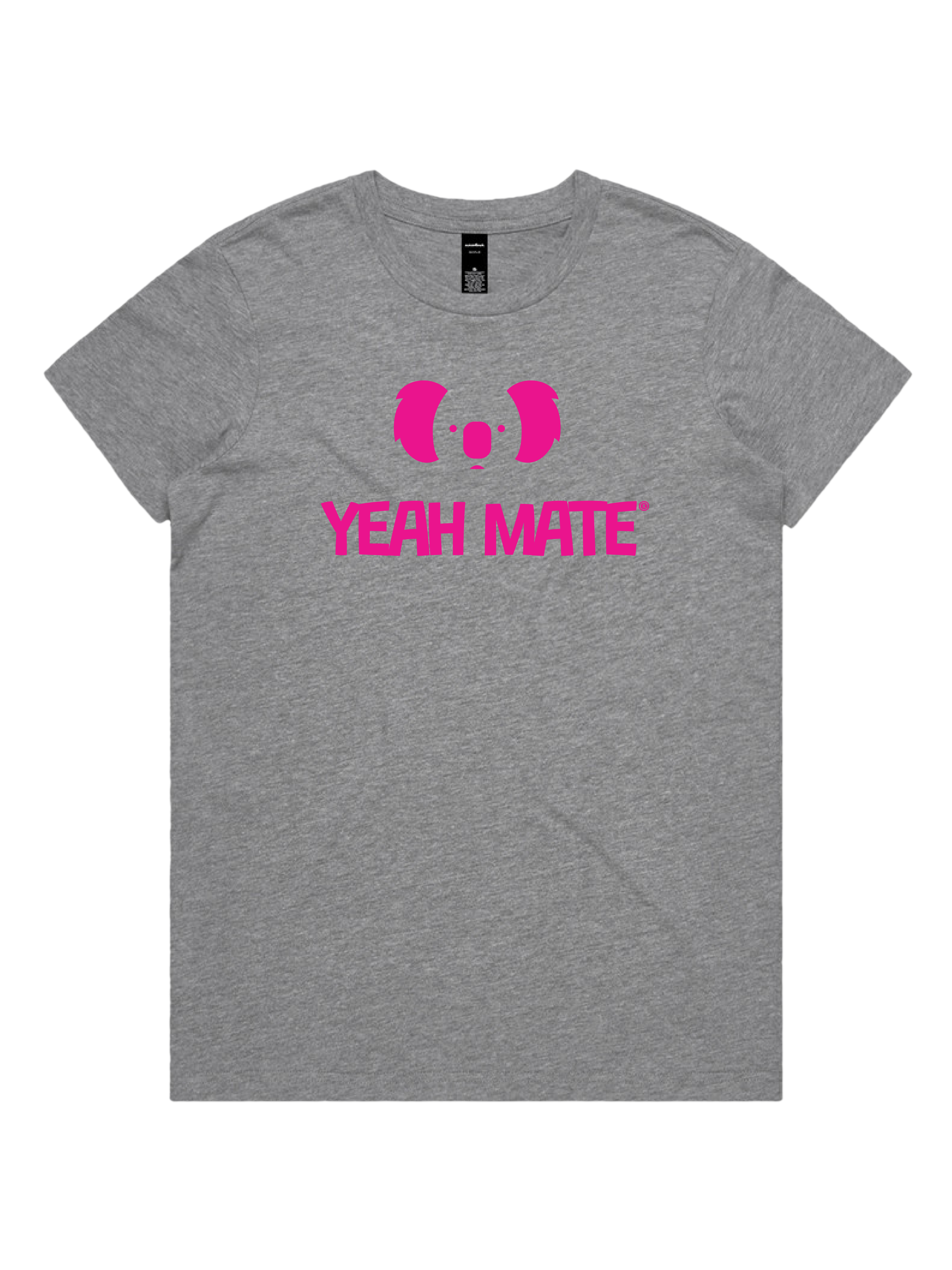 Premium Cotton Graphic T-shirt - Women's Fit - YM Stacked Logo - Grey Marle - Yeah Mate Freestyle™ Clothing 2