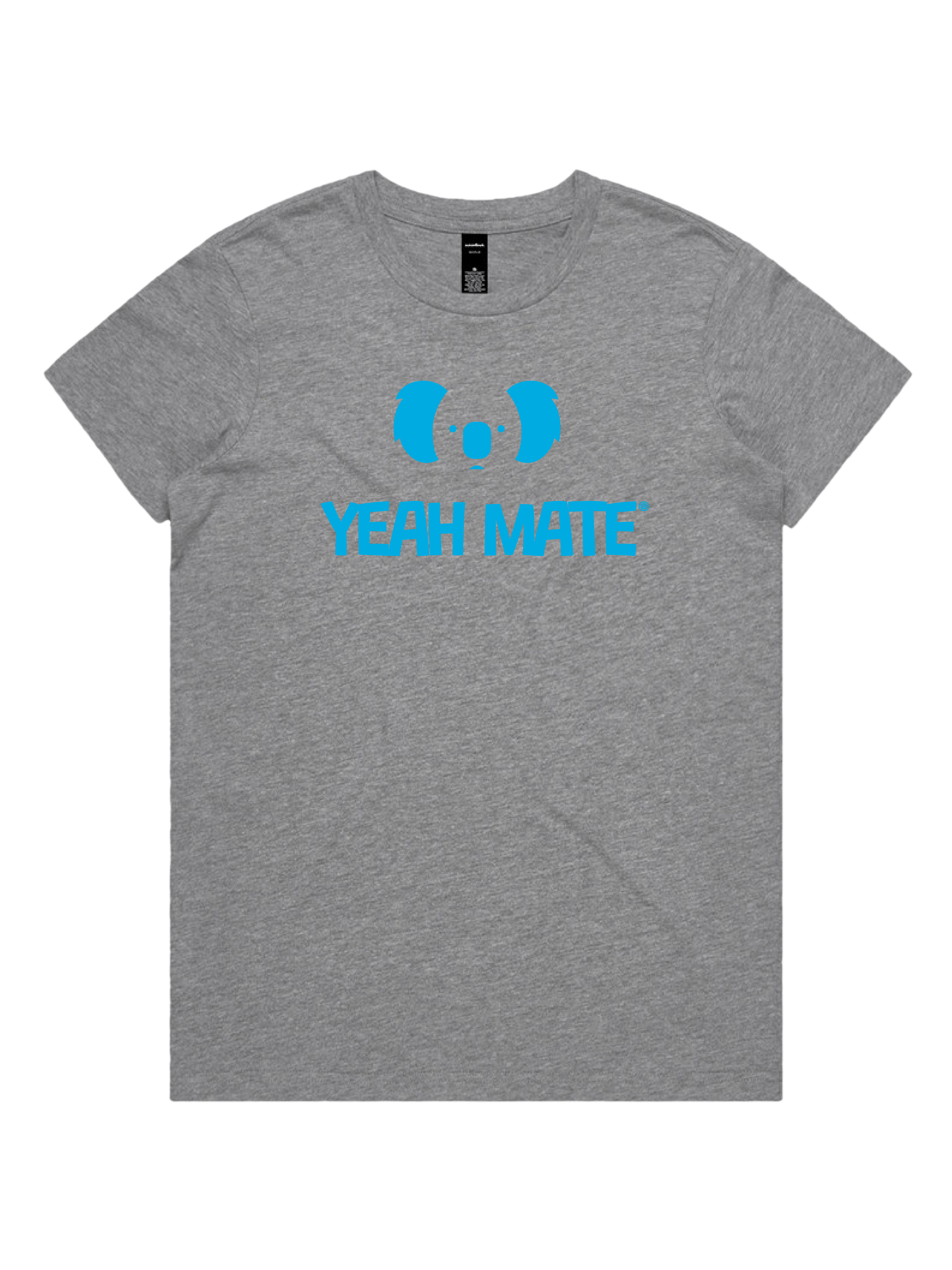 Premium Cotton Graphic T-shirt - Women's Fit - YM Stacked Logo - Grey Marle - Yeah Mate Freestyle™ Clothing 3