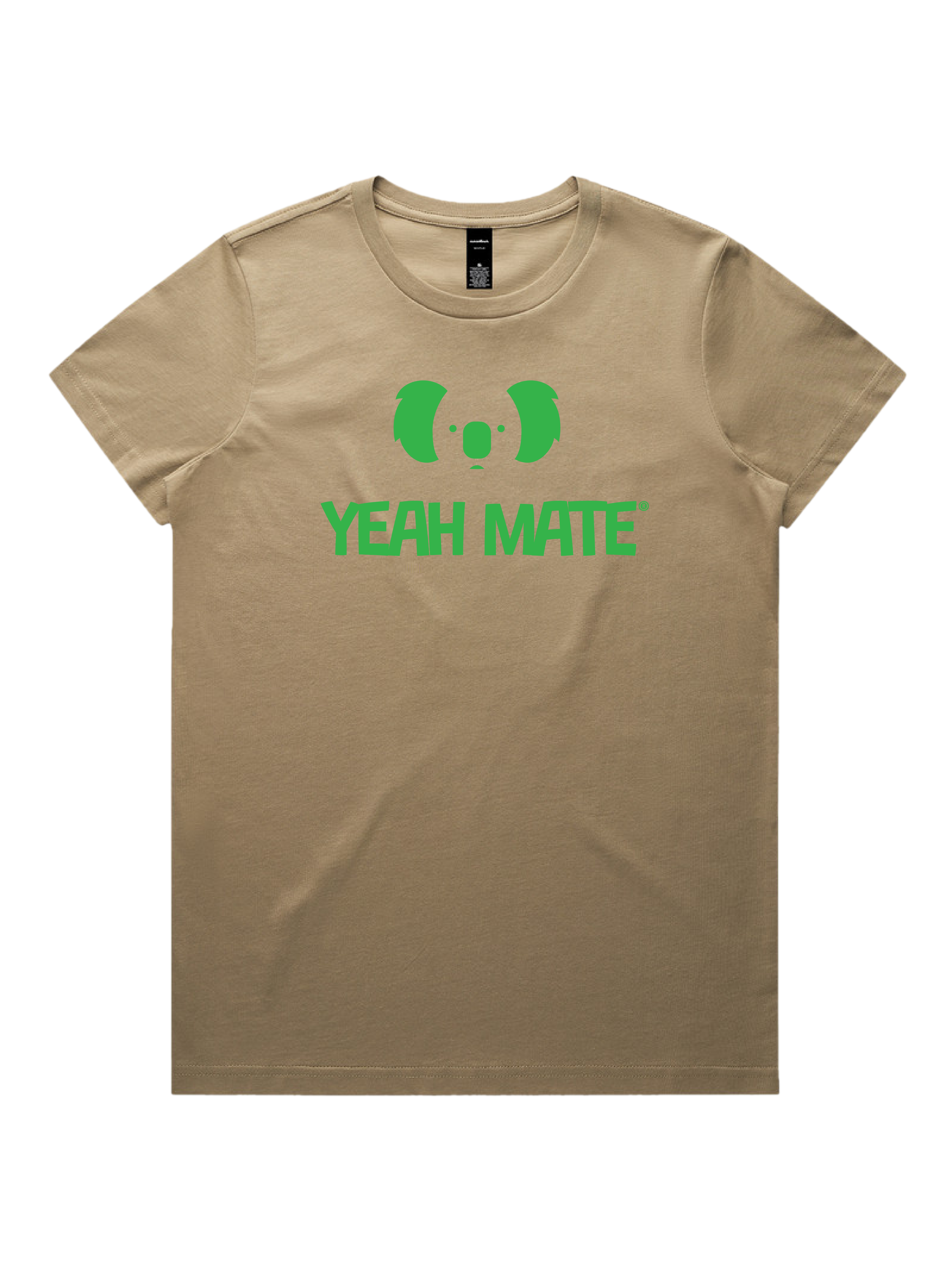 Premium Cotton Graphic T-shirt - Women's Fit - YM Stacked Logo - Sand - Yeah Mate Freestyle™ Clothing 2