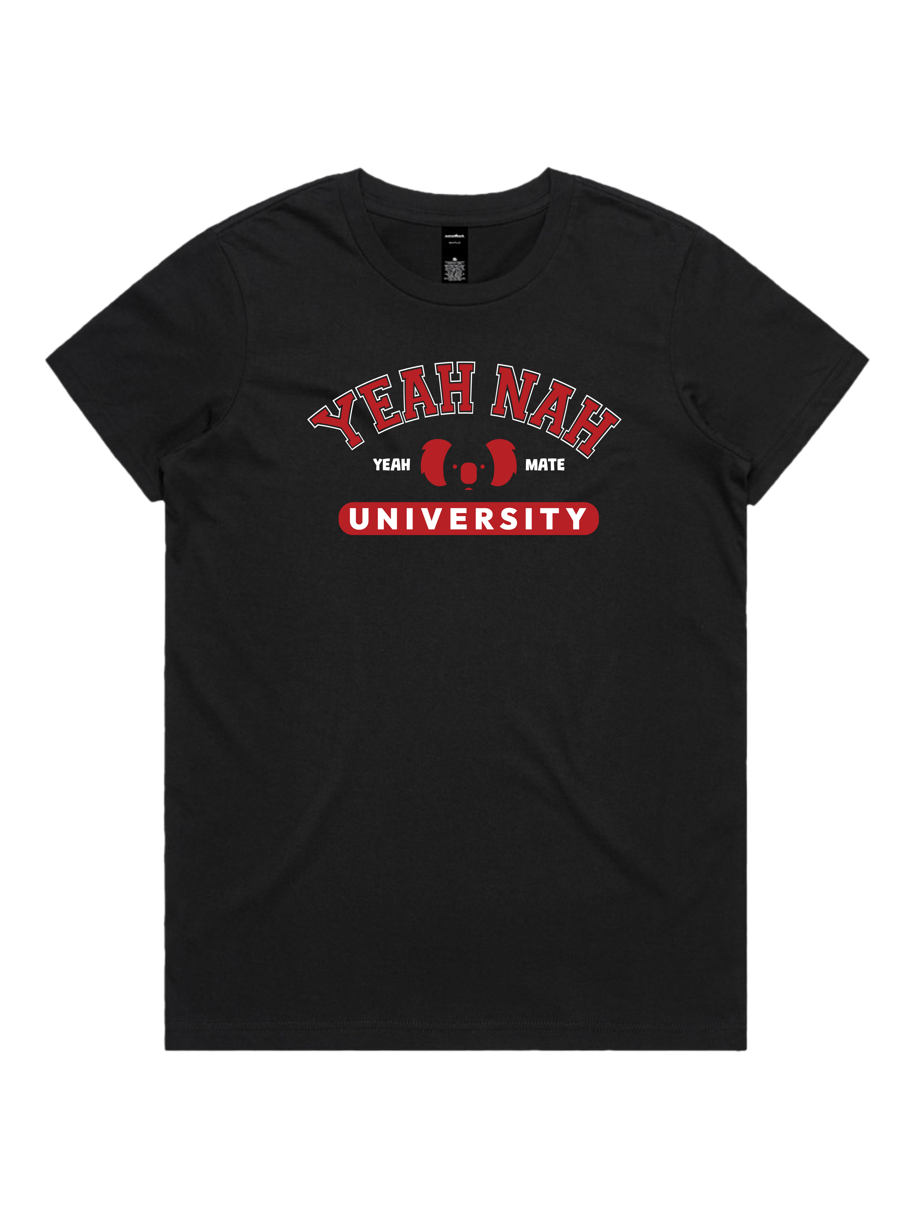 Premium Cotton Graphic T-shirt - Women's Fit - Yeah Nah University™  - Black - Yeah Mate Freestyle™ Clothing 1
