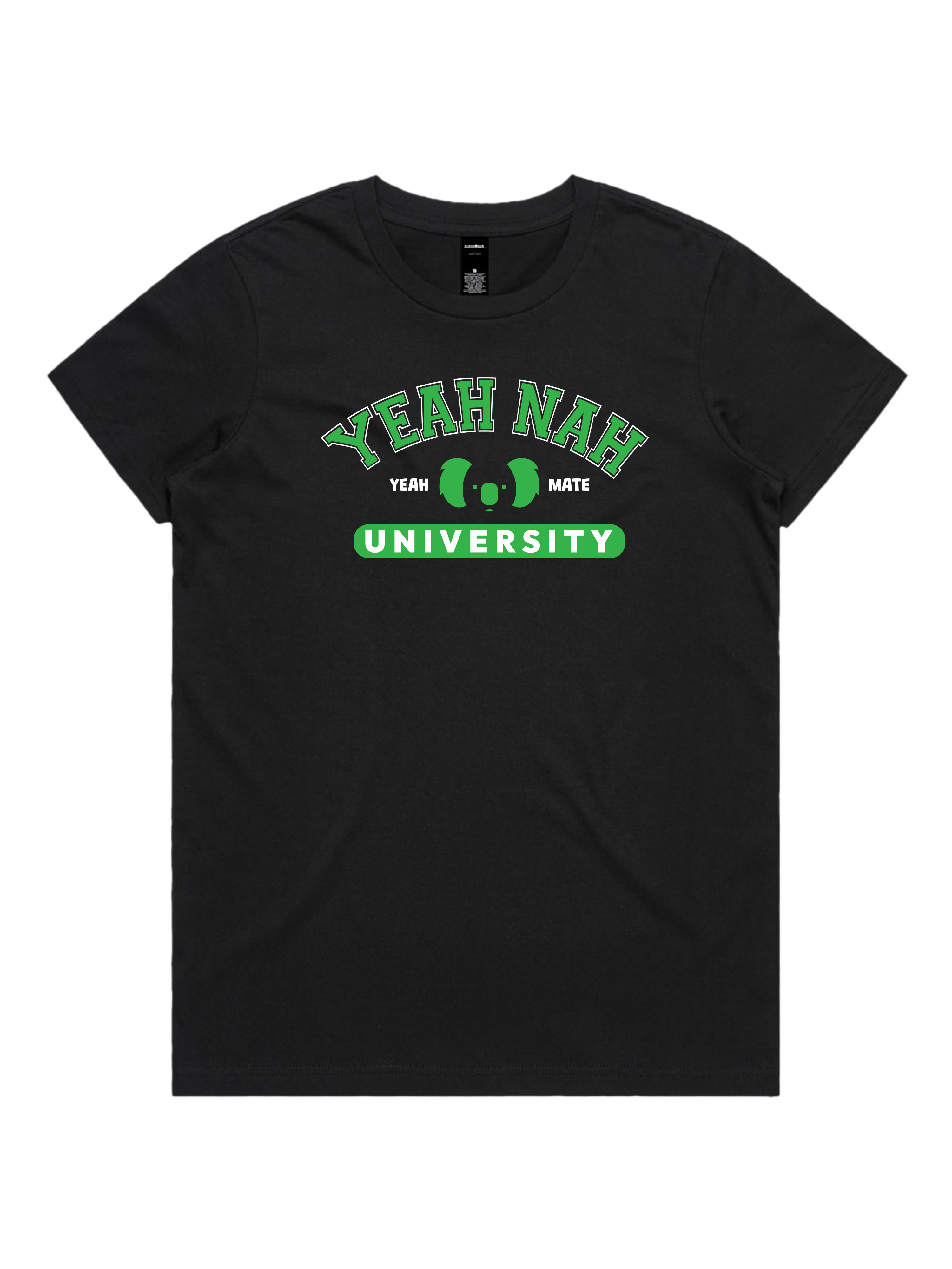 Premium Cotton Graphic T-shirt - Women's Fit - Yeah Nah University™  - Black - Yeah Mate Freestyle™ Clothing 3