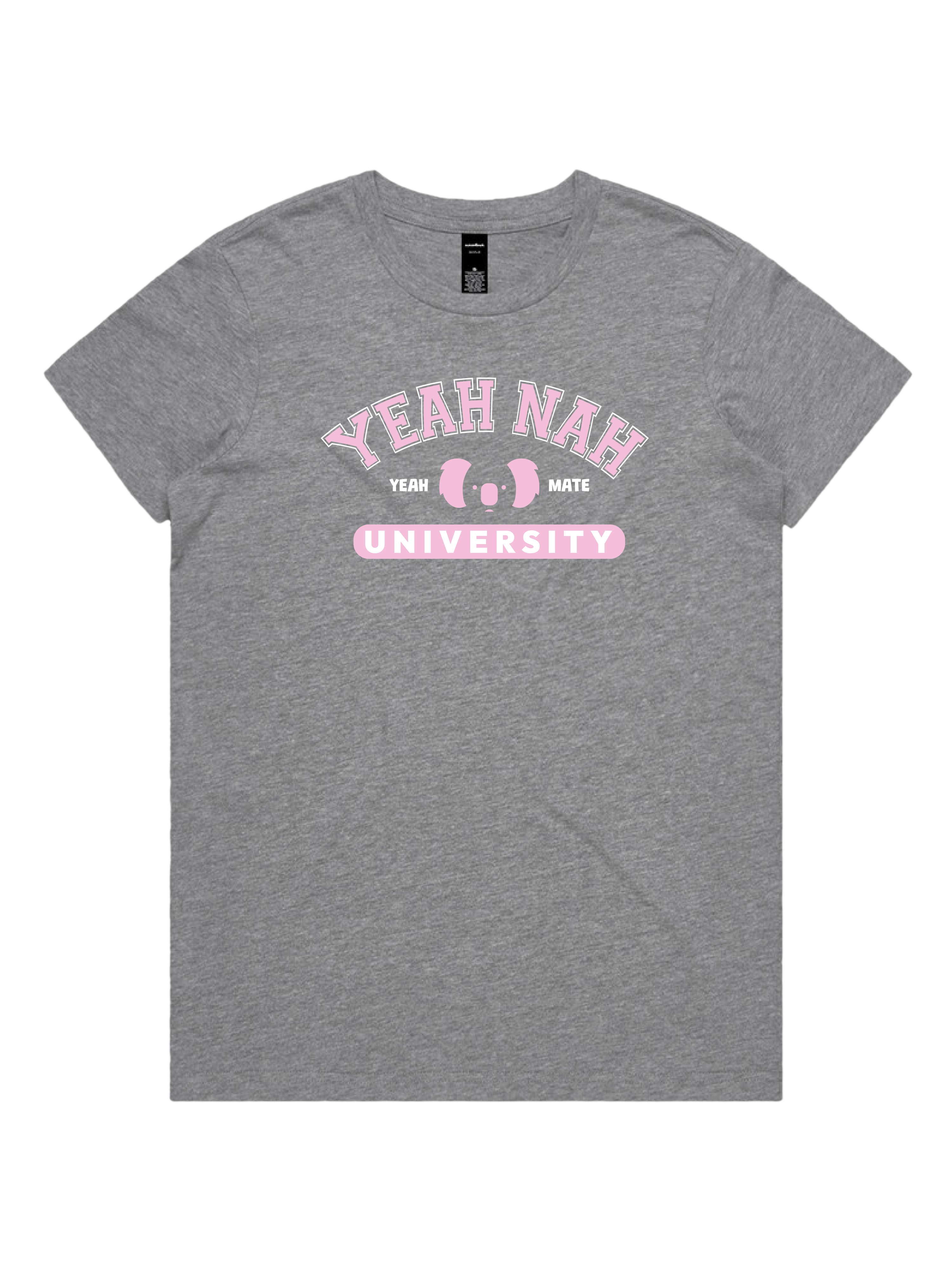 Premium Cotton Graphic T-shirt - Women's Fit - Yeah Nah University™  - Grey Marle - Yeah Mate Freestyle™ Clothing