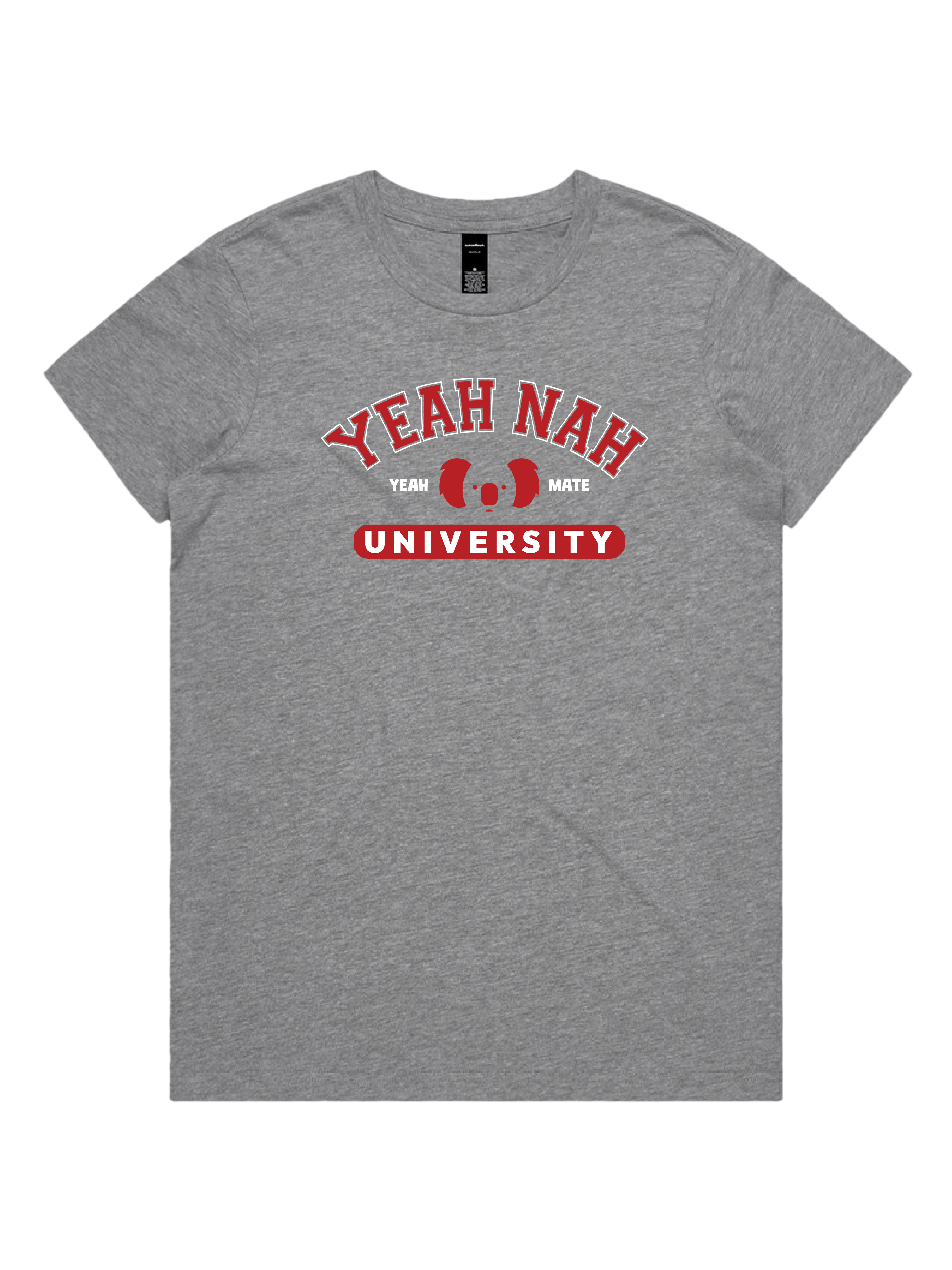 Premium Cotton Graphic T-shirt - Women's Fit - Yeah Nah University™  - Grey Marle - Yeah Mate Freestyle™ Clothing 2