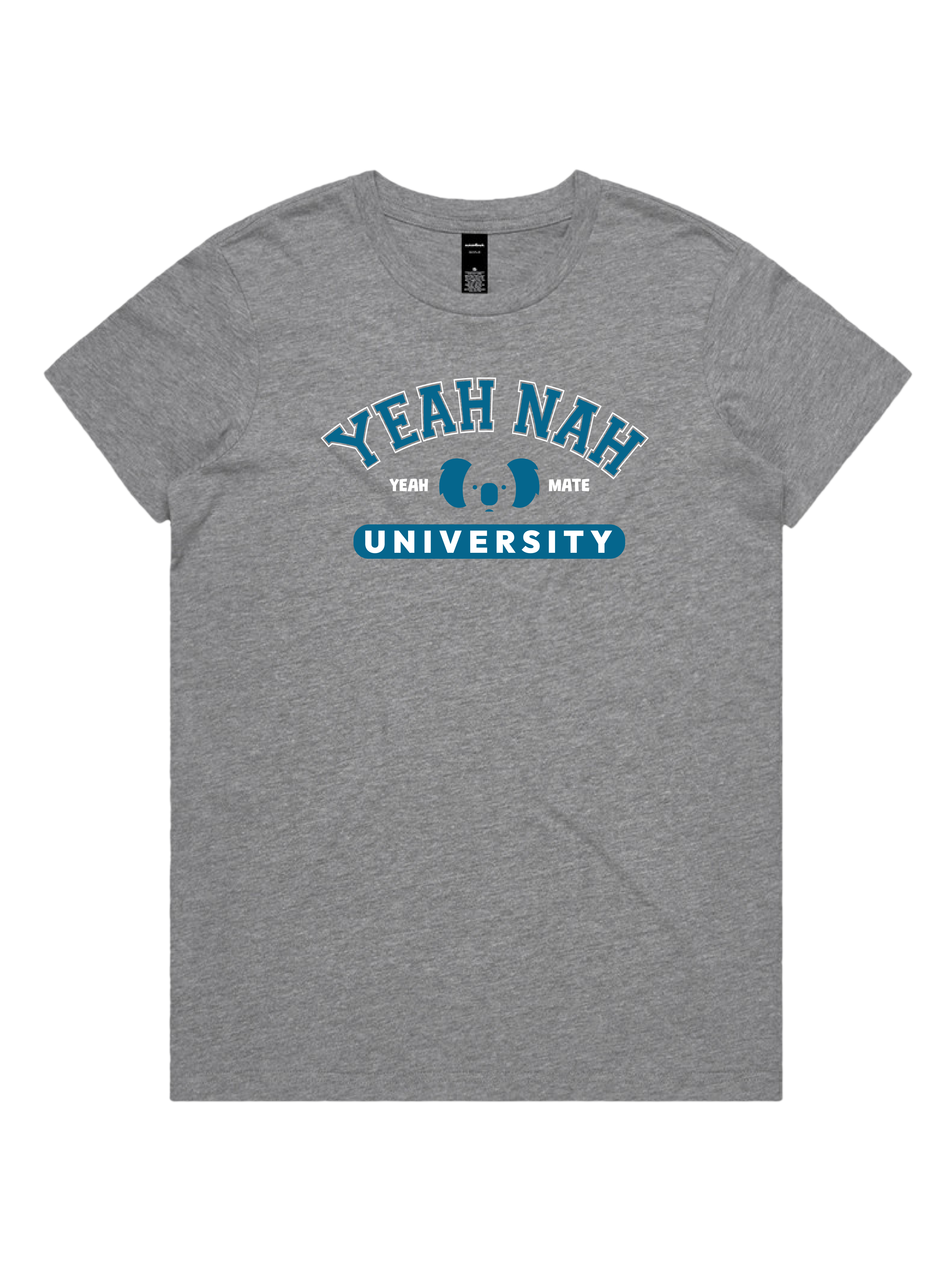 Premium Cotton Graphic T-shirt - Women's Fit - Yeah Nah University™  - Grey Marle - Yeah Mate Freestyle™ Clothing 3