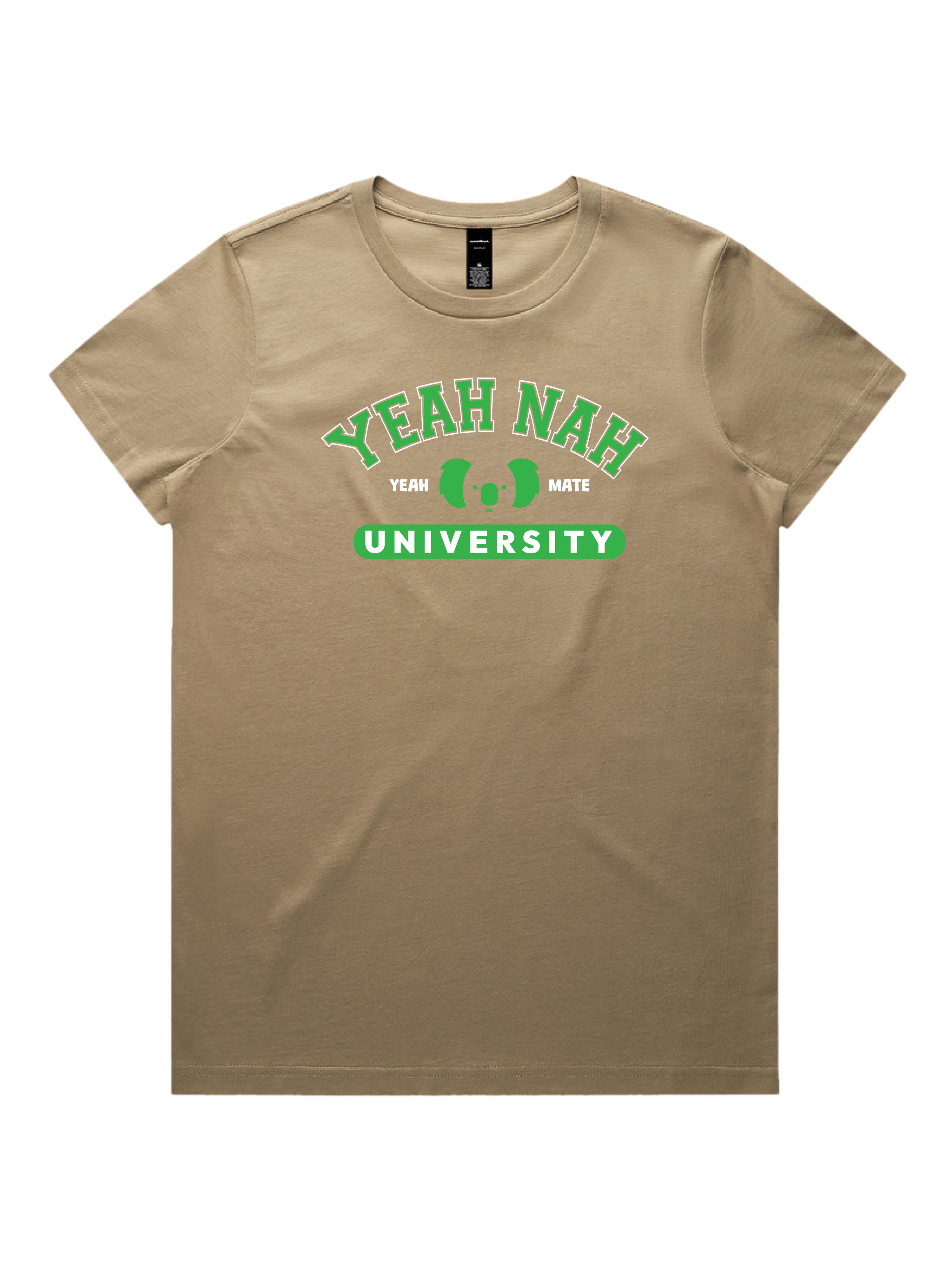 Premium Cotton Graphic T-shirt - Women's Fit - Yeah Nah University™  - Sand - Yeah Mate Freestyle™ Clothing 2