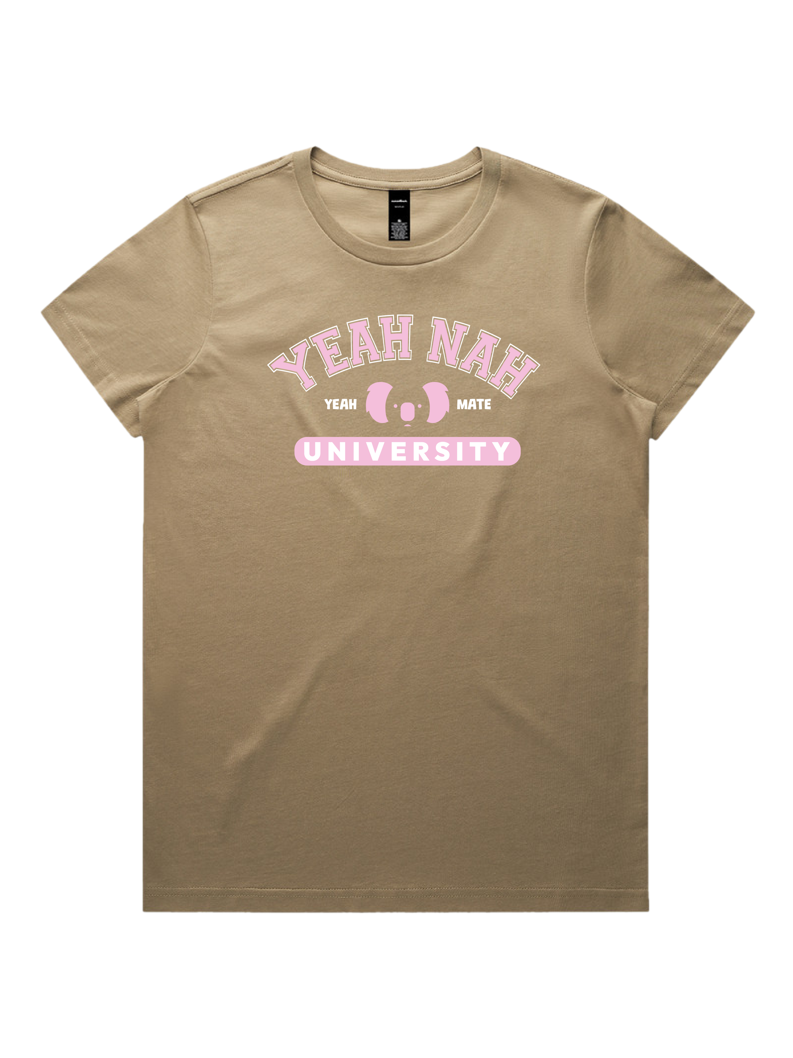 Premium Cotton Graphic T-shirt - Women's Fit - Yeah Nah University™  - Sand - Yeah Mate Freestyle™ Clothing 3