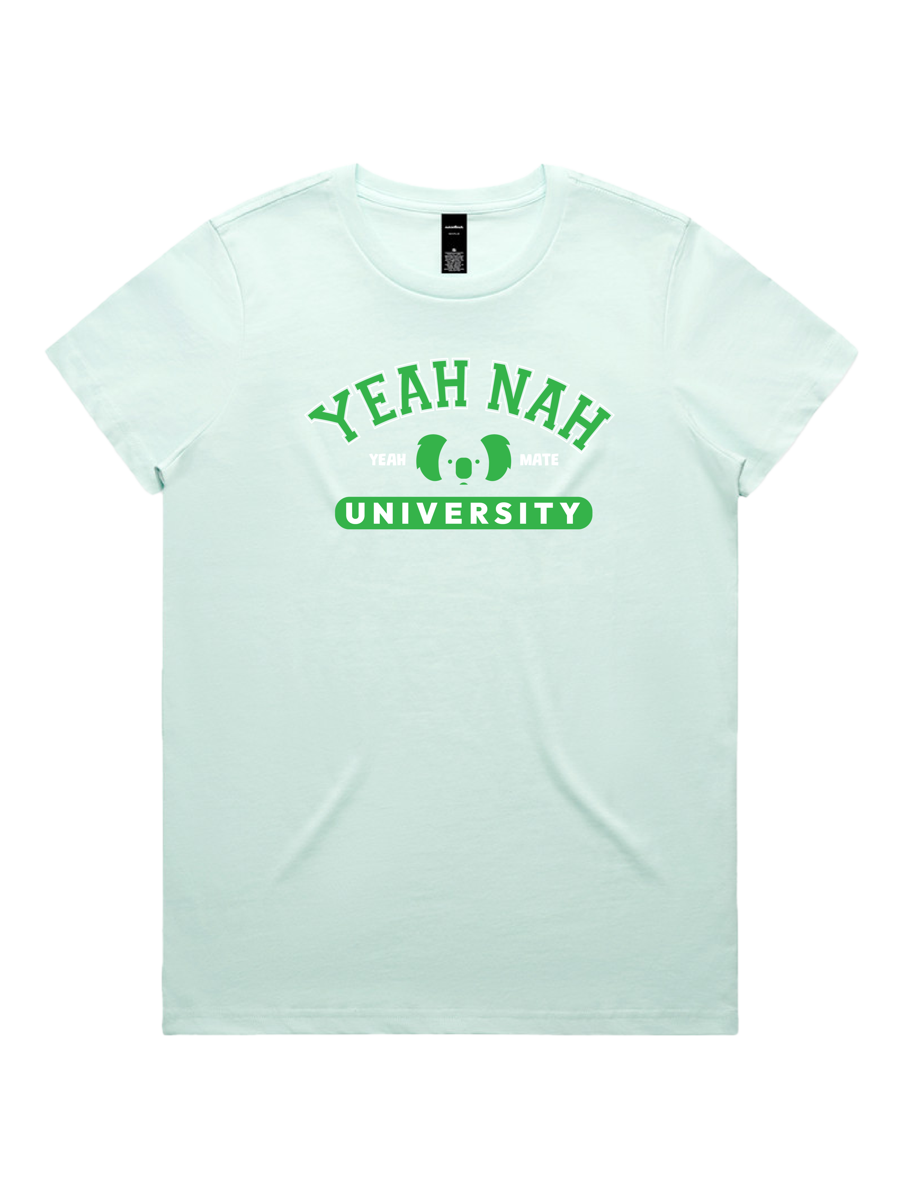 Premium Cotton Graphic T-shirt - Women's Fit - Yeah Nah University™  - Seafoam - Yeah Mate Freestyle™ Clothing 1