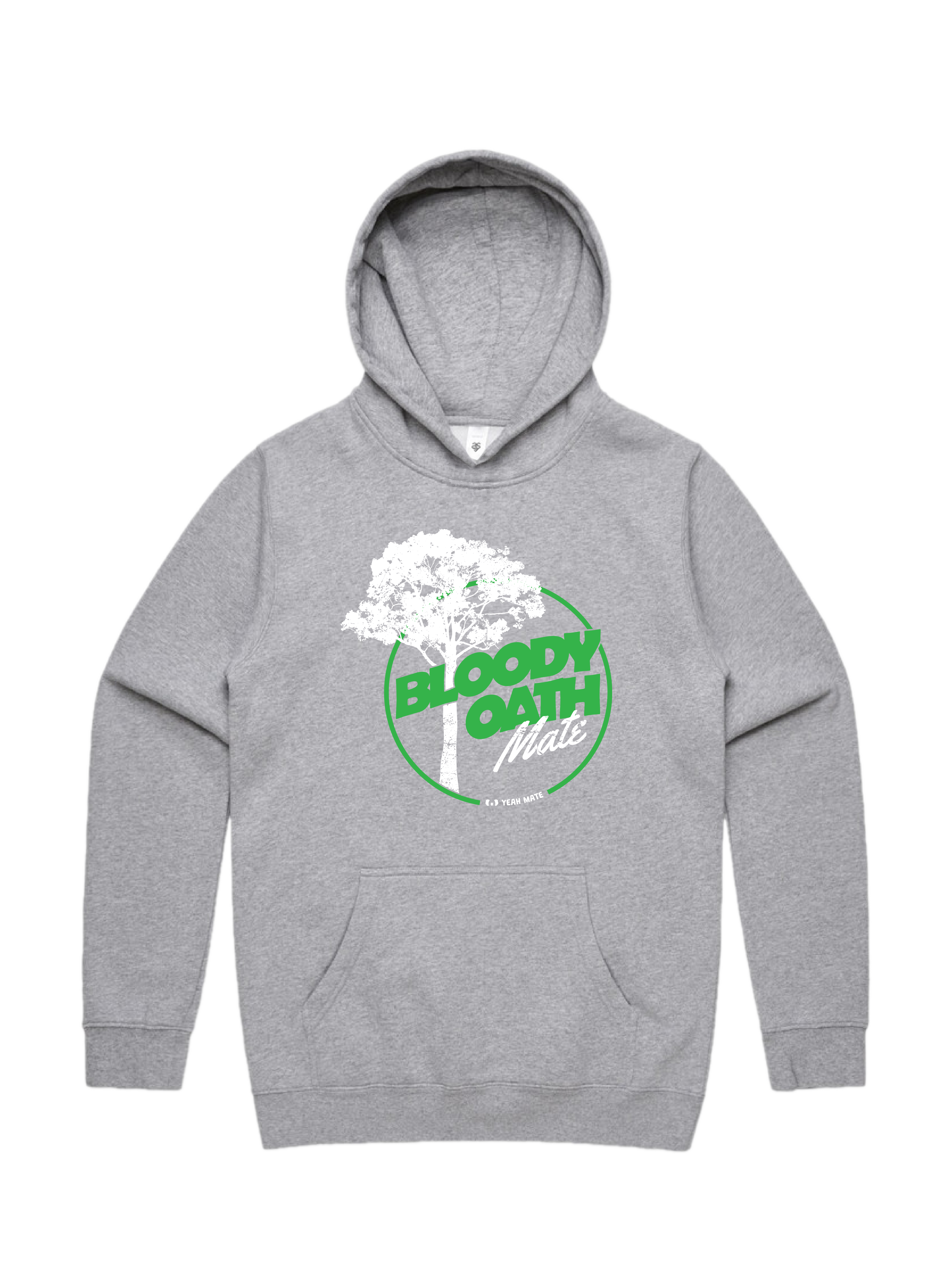 Premium Cotton Hoodie - Unisex Fit - Bloody Oath Mate™ 1 - Grey Marle - Yeah Mate Freestyle™ Clothing
