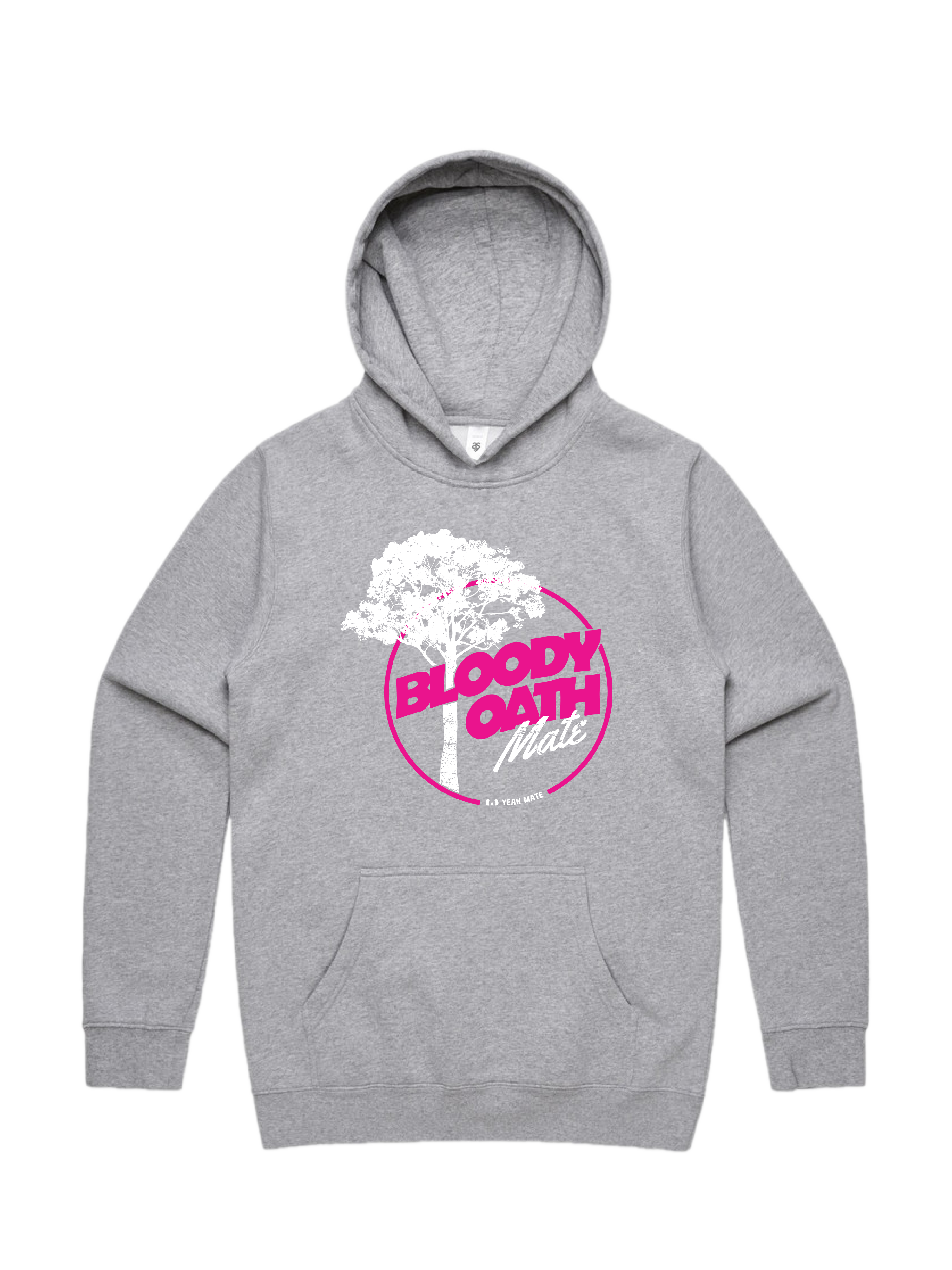 Premium Cotton Hoodie - Unisex Fit - Bloody Oath Mate™ 2 - Grey Marle - Yeah Mate Freestyle™ Clothing
