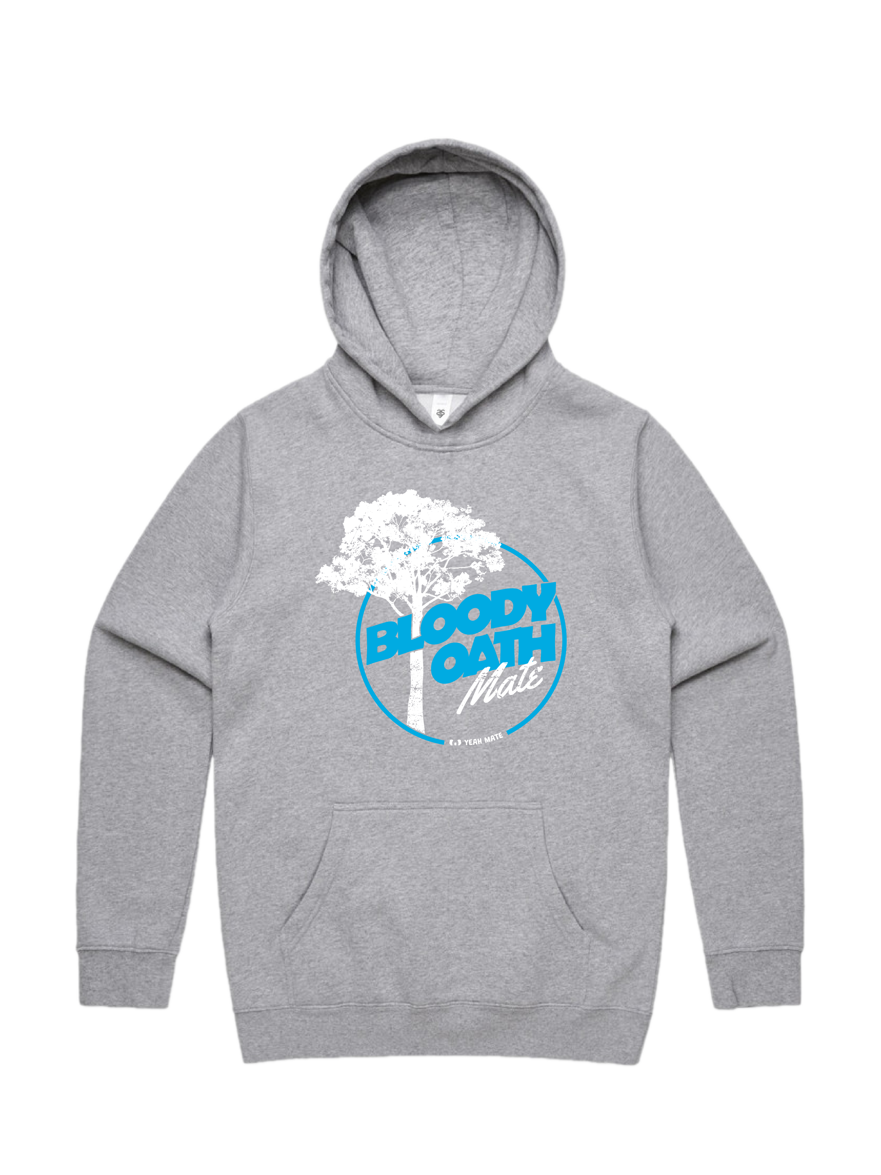 Premium Cotton Hoodie - Unisex Fit - Bloody Oath Mate™ 3 - Grey Marle - Yeah Mate Freestyle™ Clothing
