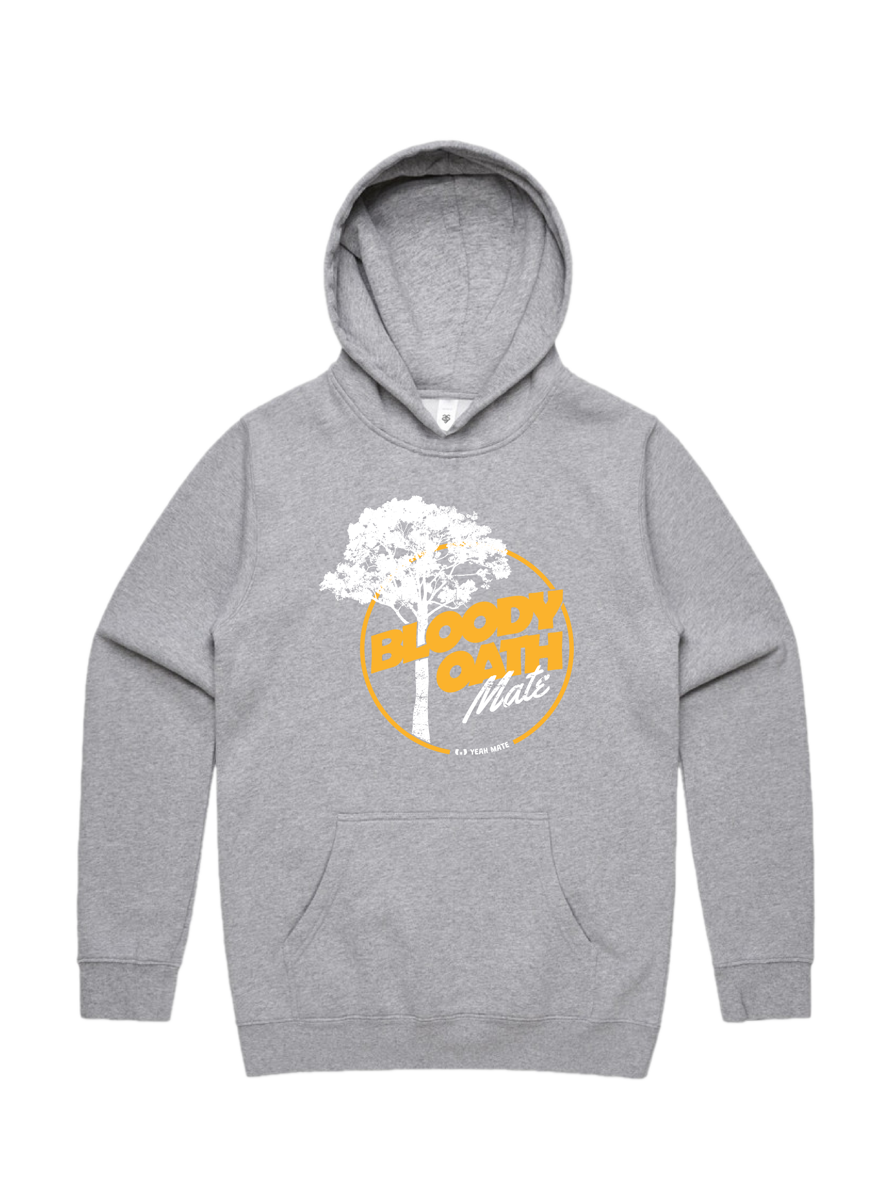 Premium Cotton Hoodie - Unisex Fit - Bloody Oath Mate™ 4 - Grey Marle - Yeah Mate Freestyle™ Clothing
