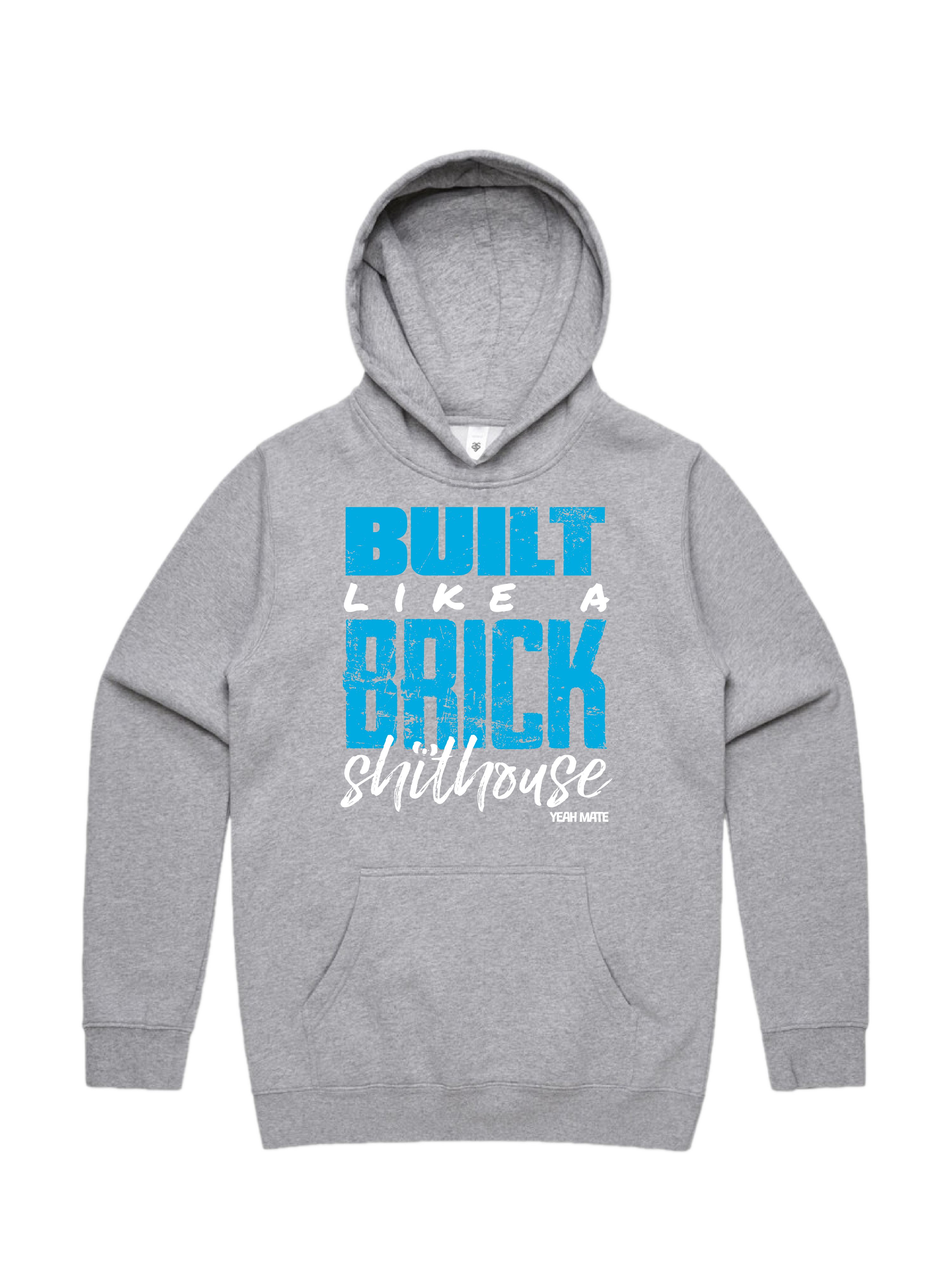 Premium Cotton Hoodie - Unisex Fit - Built like a Brick Shithouse™ 3 - Grey Marle - Yeah Mate Freestyle™ Clothing
