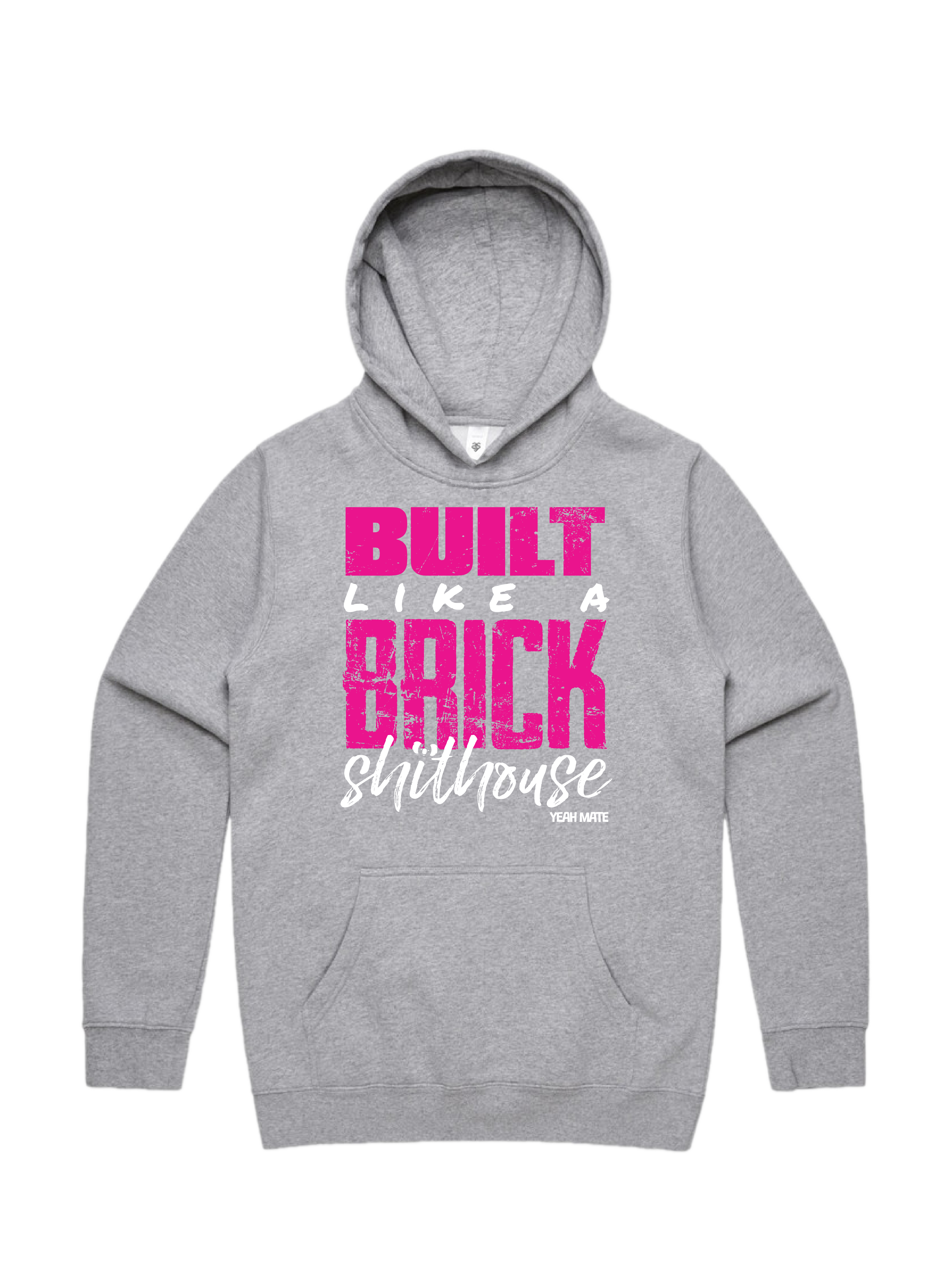 Premium Cotton Hoodie - Unisex Fit - Built like a Brick Shithouse™ 4 - Grey Marle - Yeah Mate Freestyle™ Clothing
