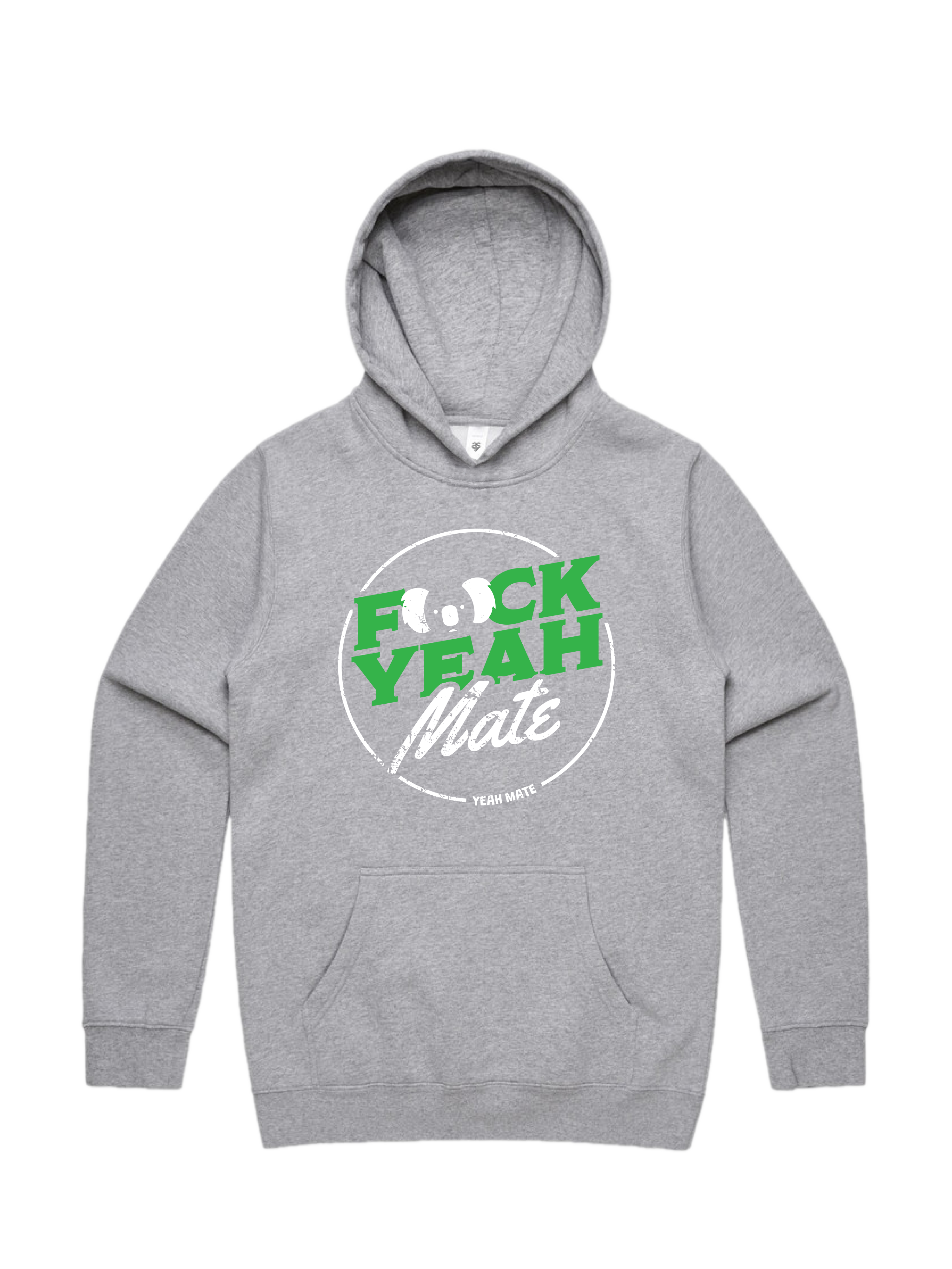 Premium Cotton Hoodie - Unisex Fit - F🐨ck Yeah Mate™ 1 - Grey Marle - Yeah Mate Freestyle™ Clothing
