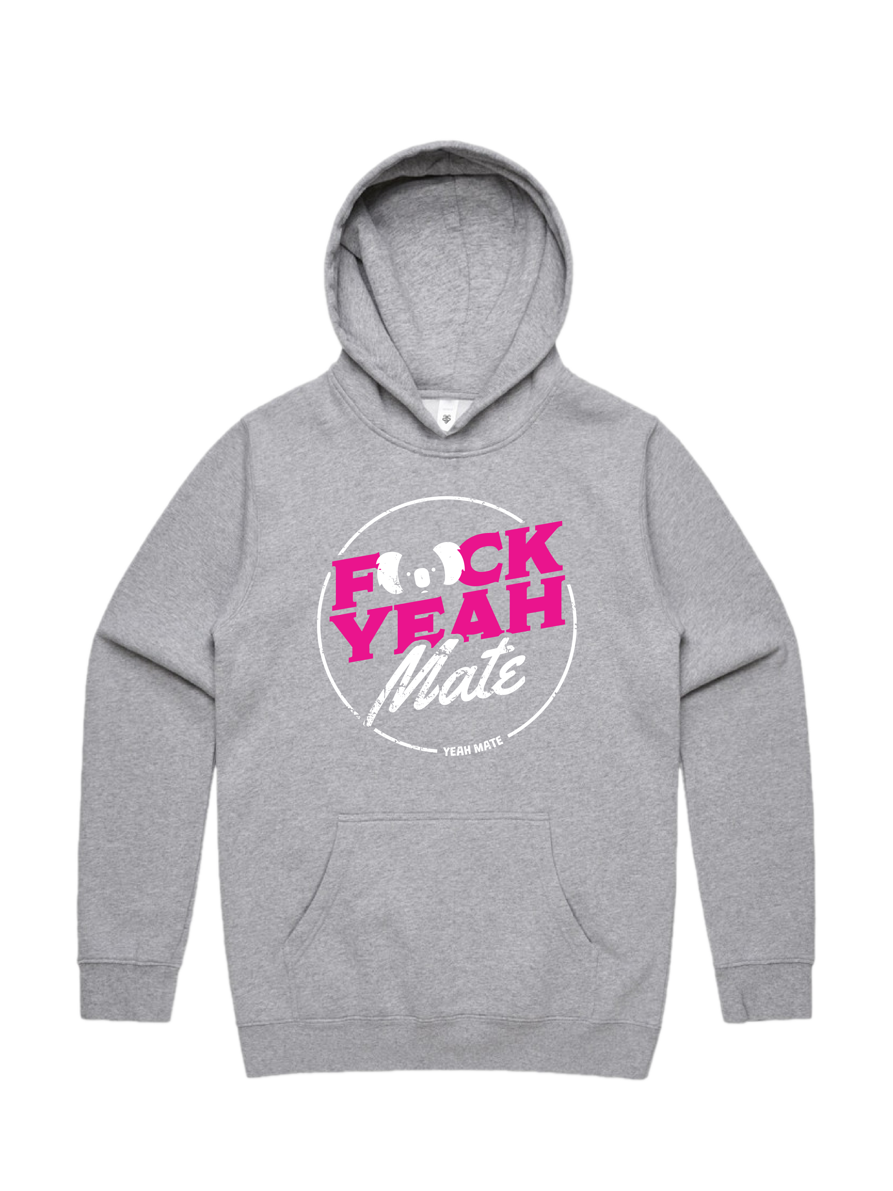 Premium Cotton Hoodie - Unisex Fit - F🐨ck Yeah Mate™ 2 - Grey Marle - Yeah Mate Freestyle™ Clothing
