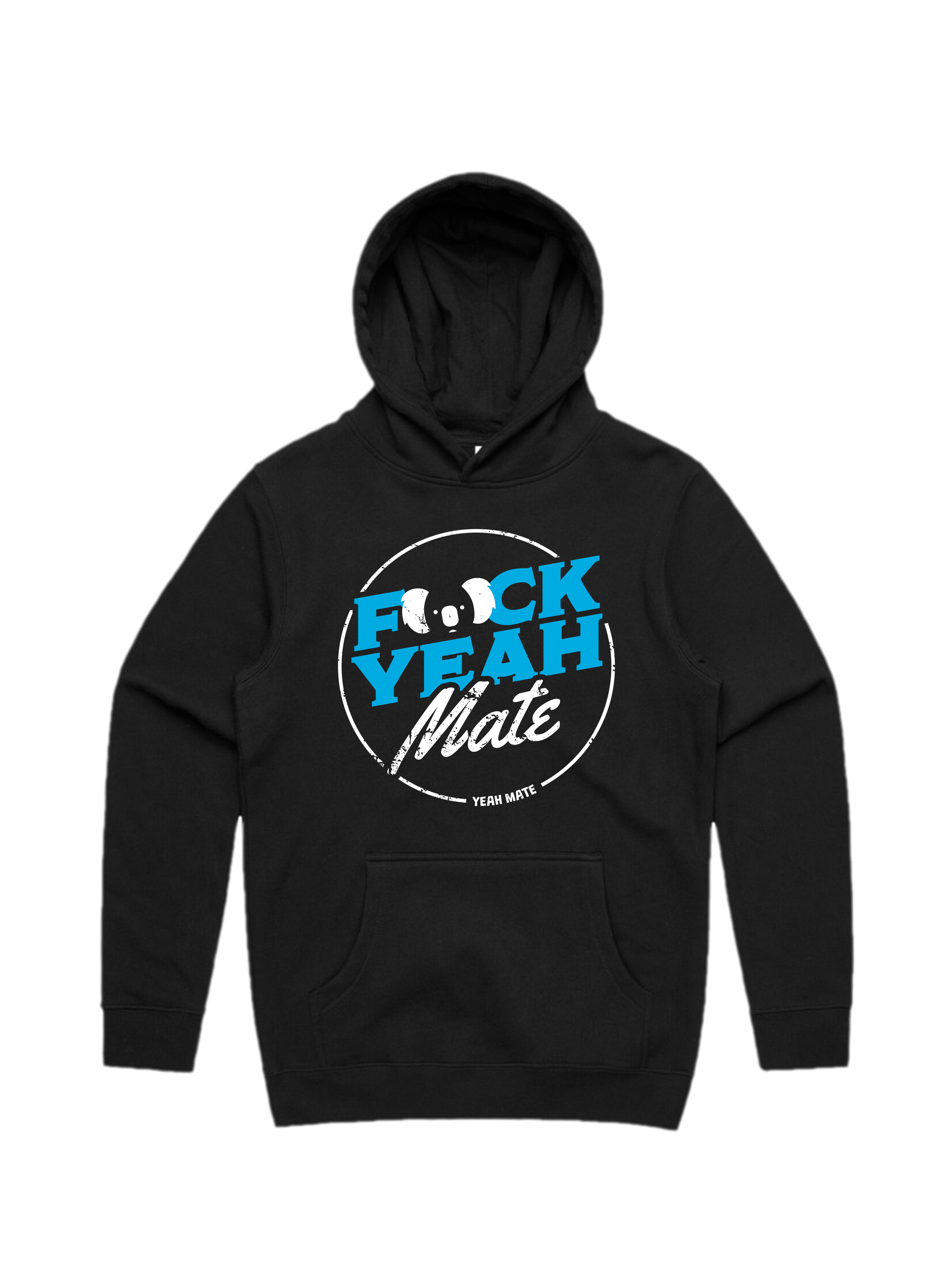 Premium Cotton Hoodie - Unisex Fit - F🐨ck Yeah Mate™ 3 - Black - Yeah Mate Freestyle™ Clothing
