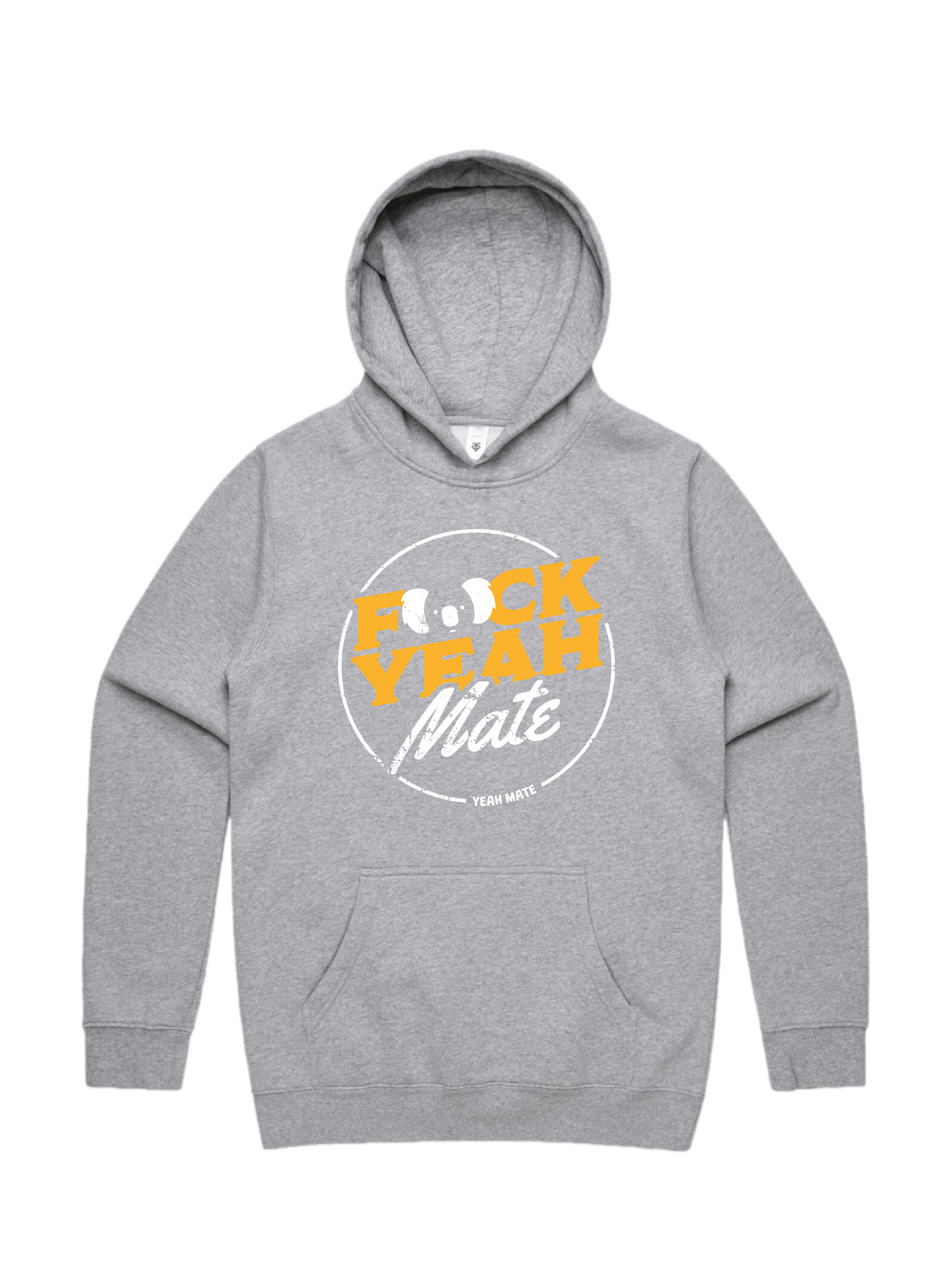 Premium Cotton Hoodie - Unisex Fit - F🐨ck Yeah Mate™ 3 - Grey Marle - Yeah Mate Freestyle™ Clothing
