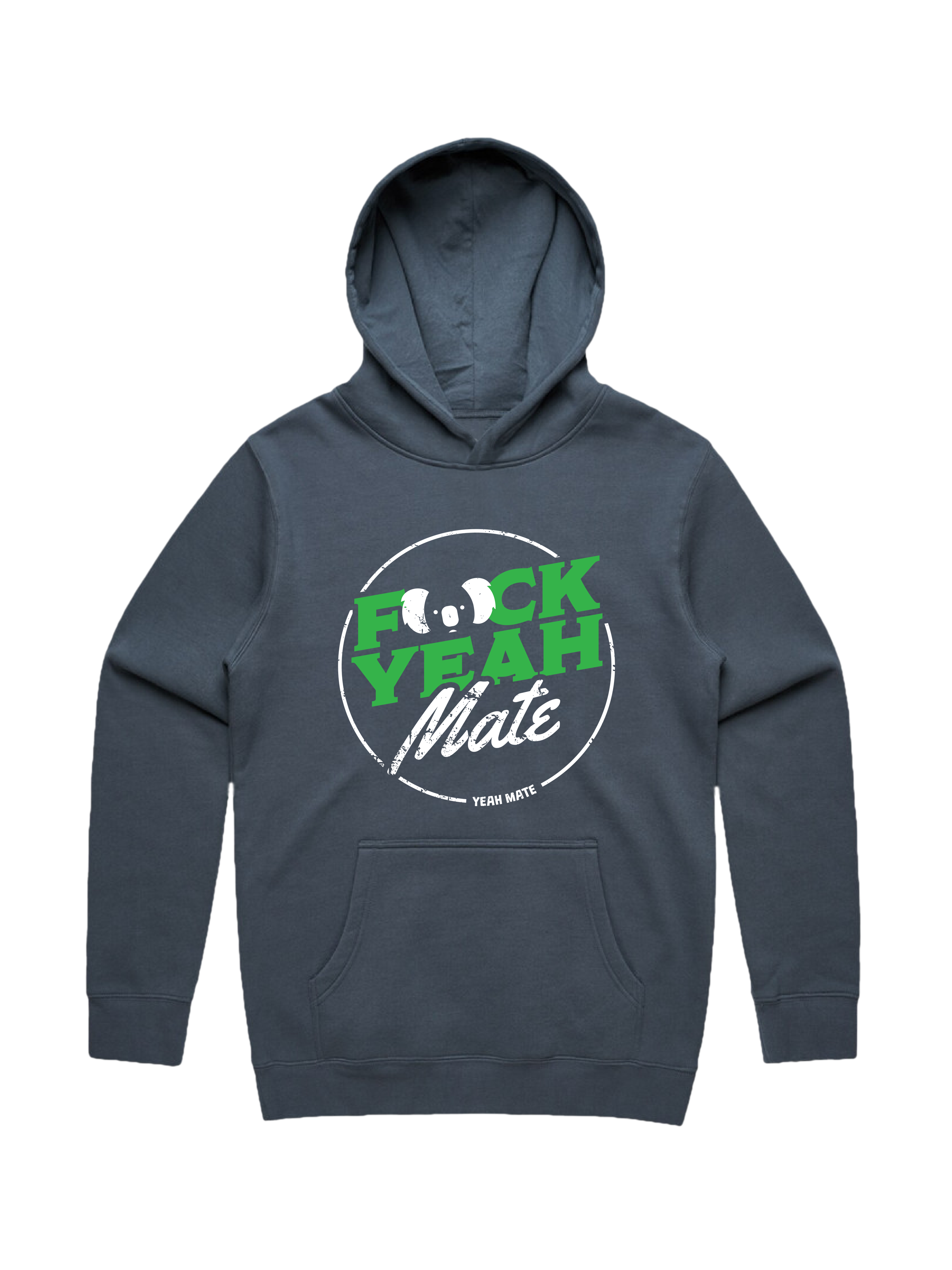 Premium Cotton Hoodie - Unisex Fit - F🐨ck Yeah Mate™ 3 - Petrol Blue - Yeah Mate Freestyle™ Clothing
