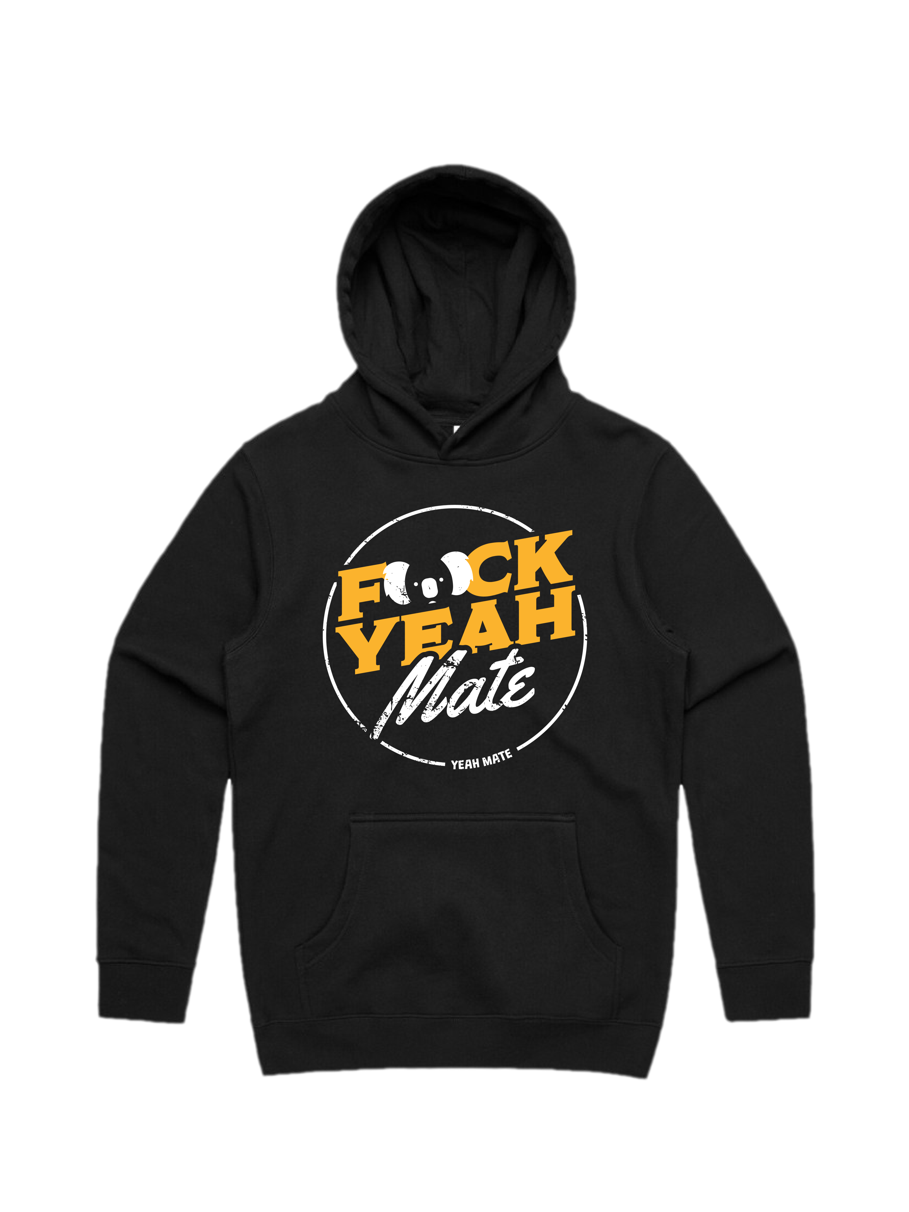 Premium Cotton Hoodie - Unisex Fit - F🐨ck Yeah Mate™ 4 - Black - Yeah Mate Freestyle™ Clothing
