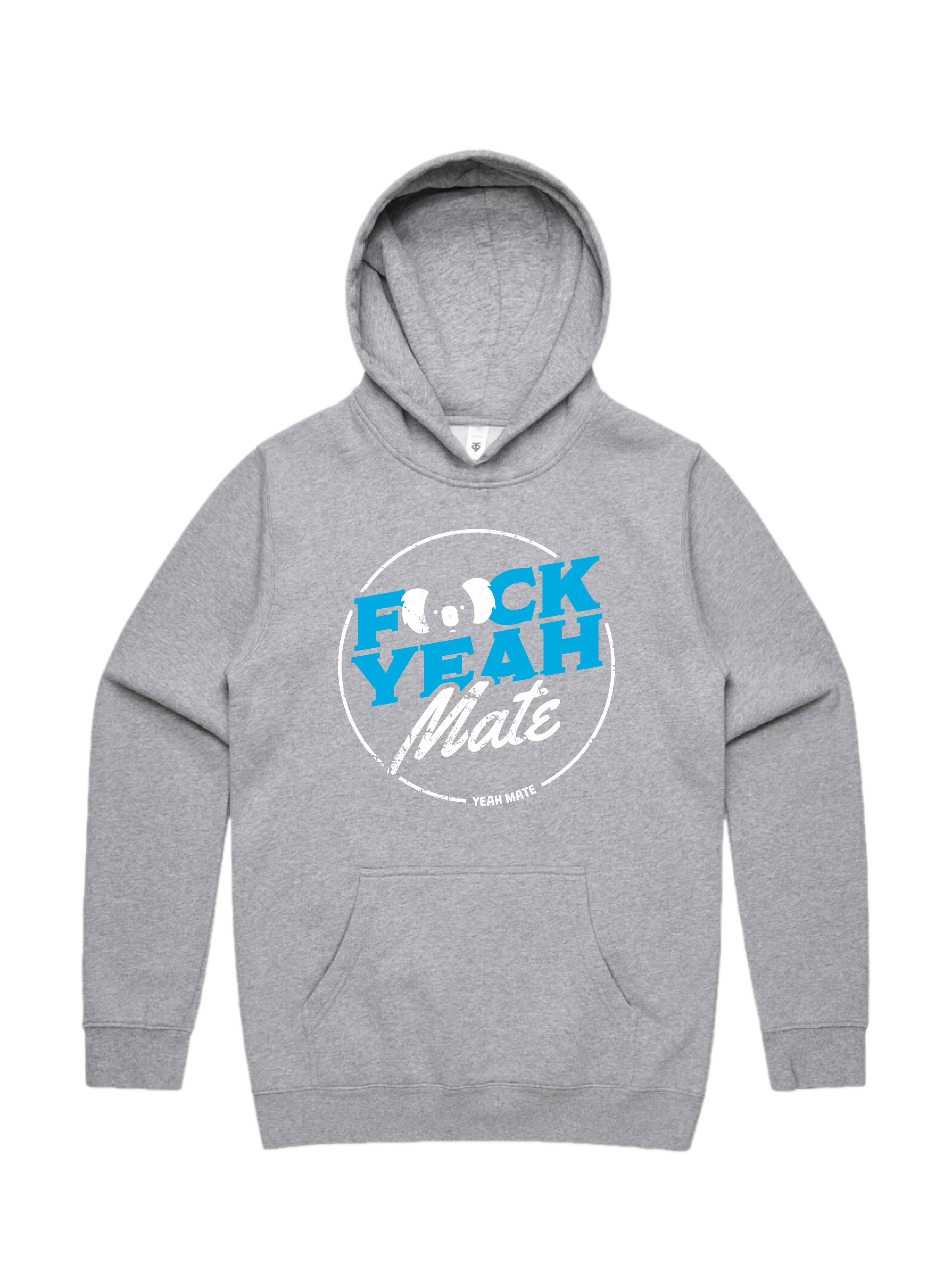 Premium Cotton Hoodie - Unisex Fit - F🐨ck Yeah Mate™ 4 - Grey Marle - Yeah Mate Freestyle™ Clothing
