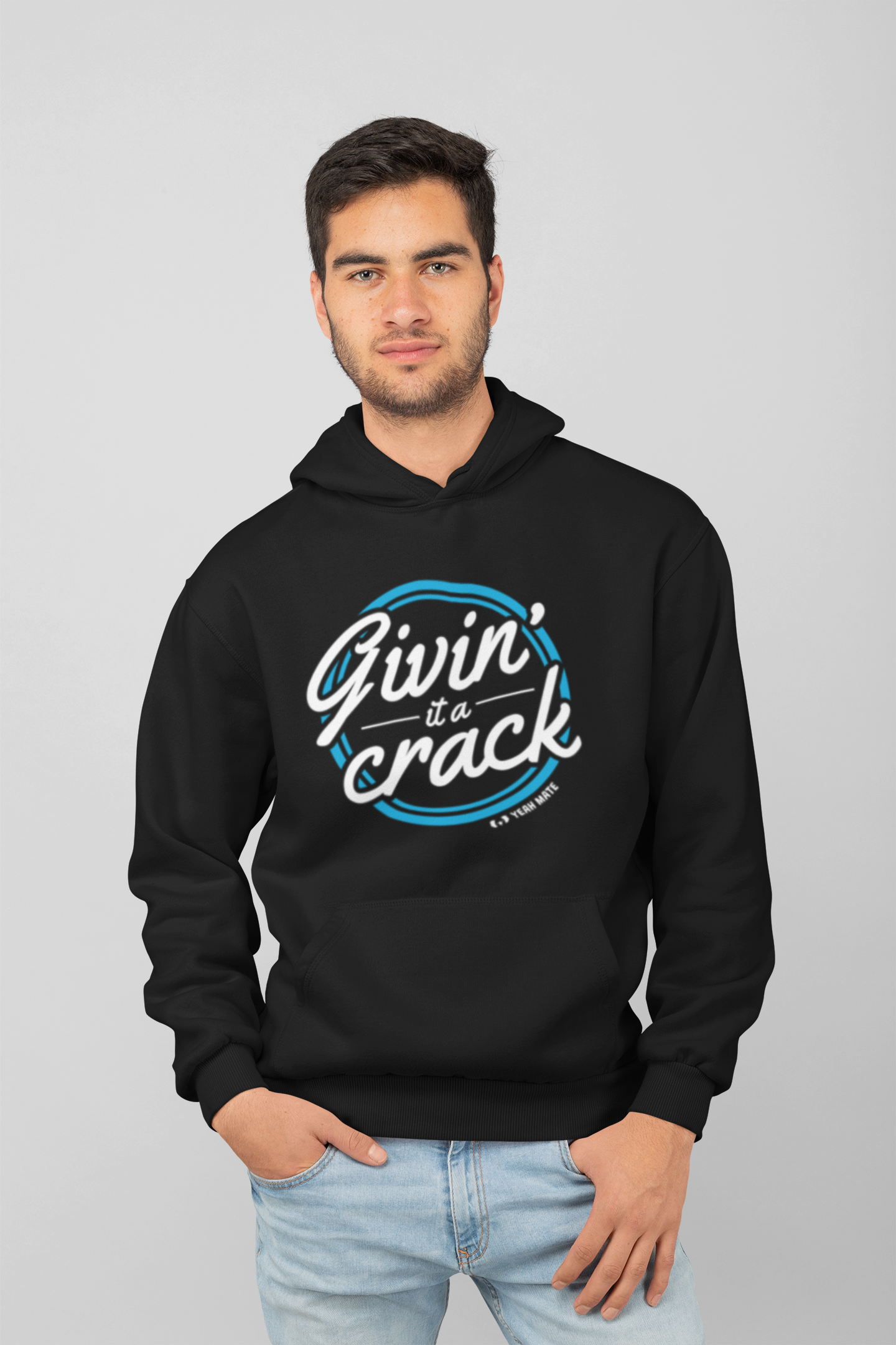 Premium Cotton Hoodie - Unisex Fit - Givin it a Crack™ 6 - Black - Yeah Mate Freestyle™ Clothing

