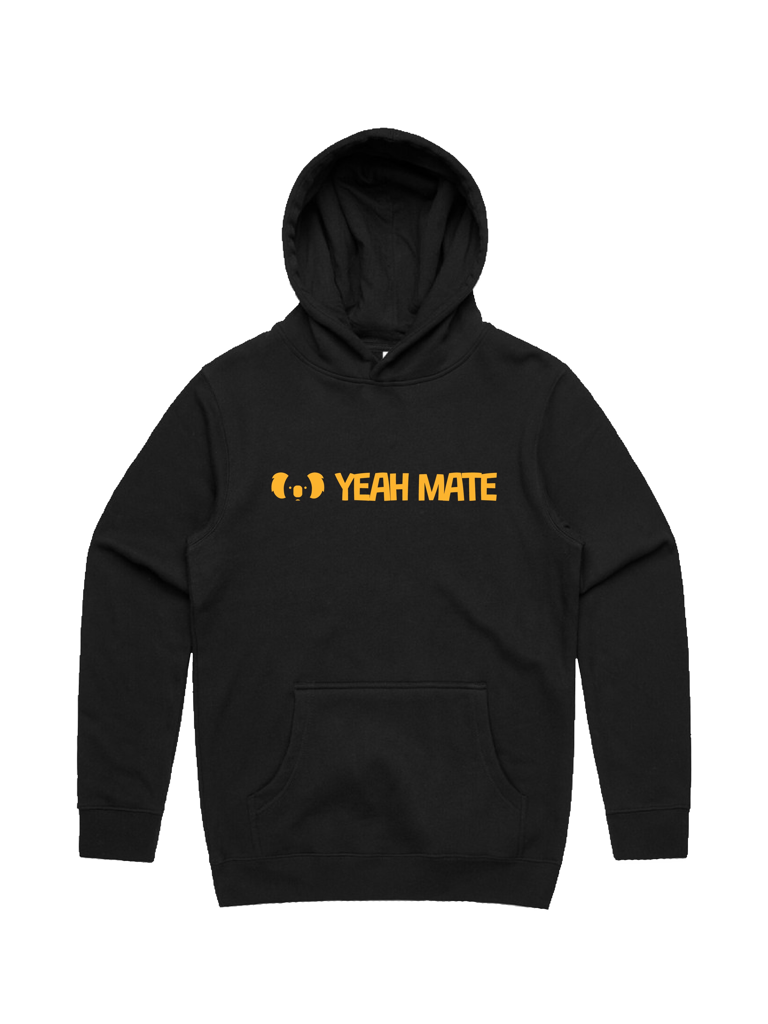 Premium Cotton Hoodie - Unisex Fit - Linear Logo 7 - Black - Yeah Mate Classic™ Clothing
