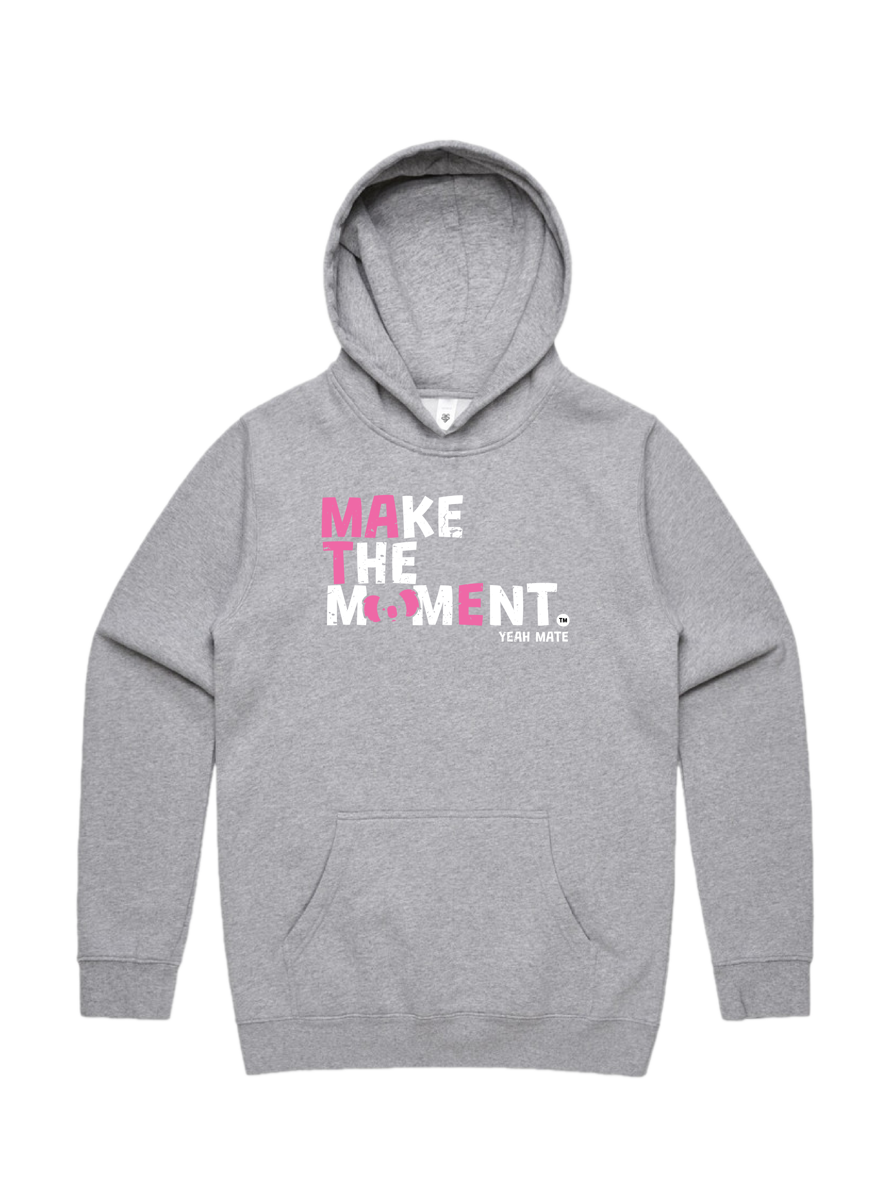 Premium Cotton Hoodie - Unisex Fit - MAKE THE MOMENT™ 1 - Grey Marle - Yeah Mate Freestyle™ Clothing
