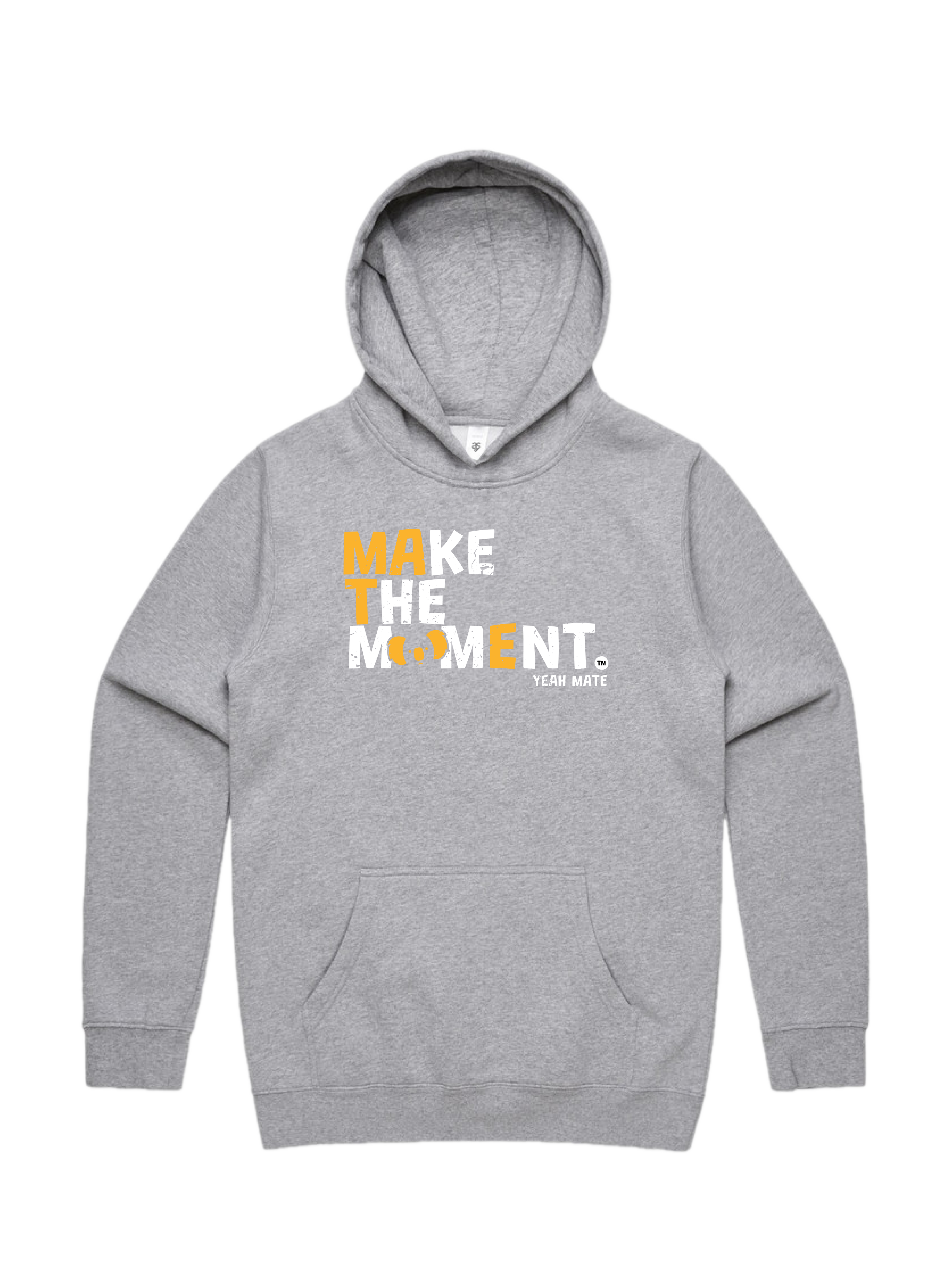 Premium Cotton Hoodie - Unisex Fit - MAKE THE MOMENT™ 2 - Grey Marle - Yeah Mate Freestyle™ Clothing
