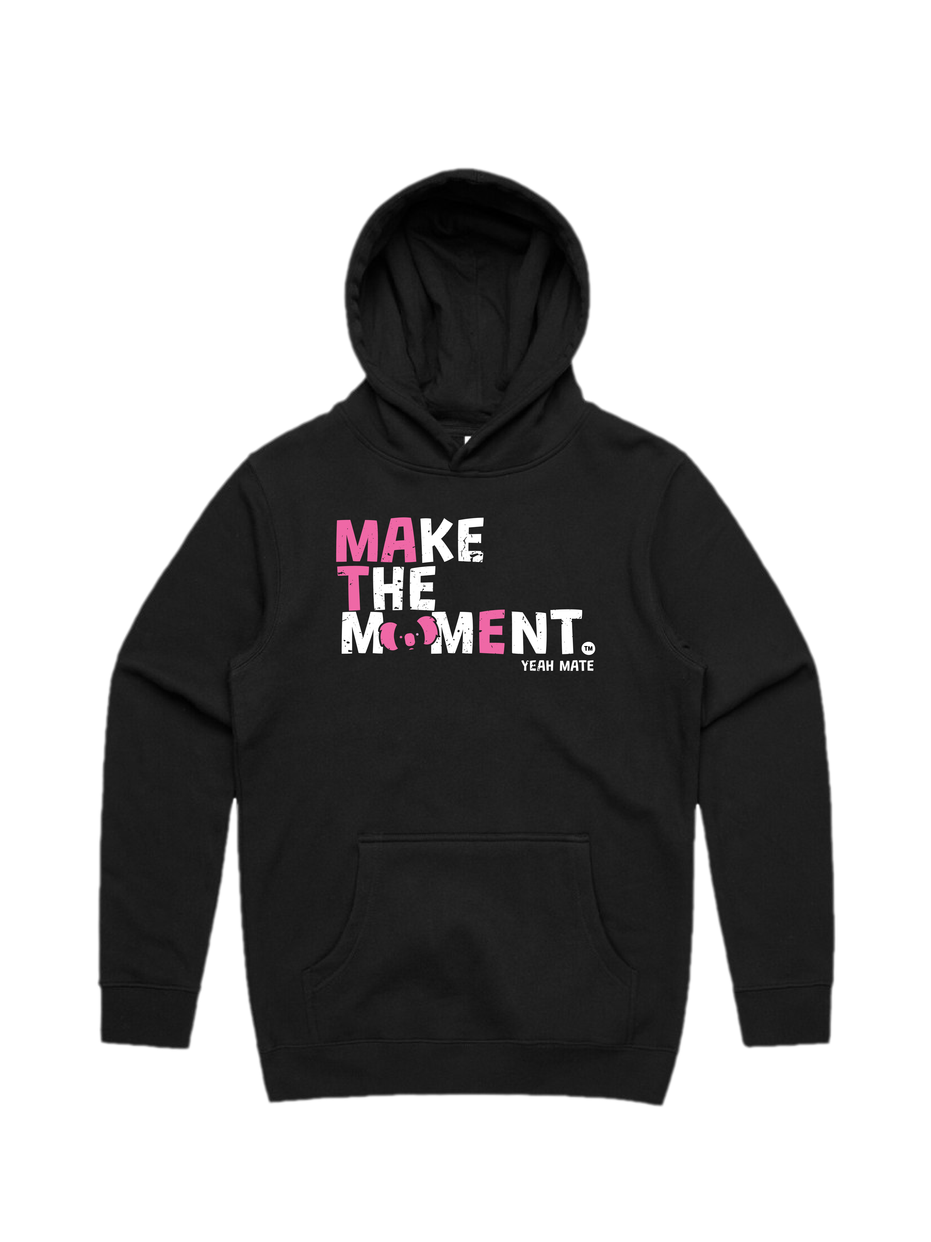 Premium Cotton Hoodie - Unisex Fit - MAKE THE MOMENT™ 3 - Black - Yeah Mate Freestyle™ Clothing
