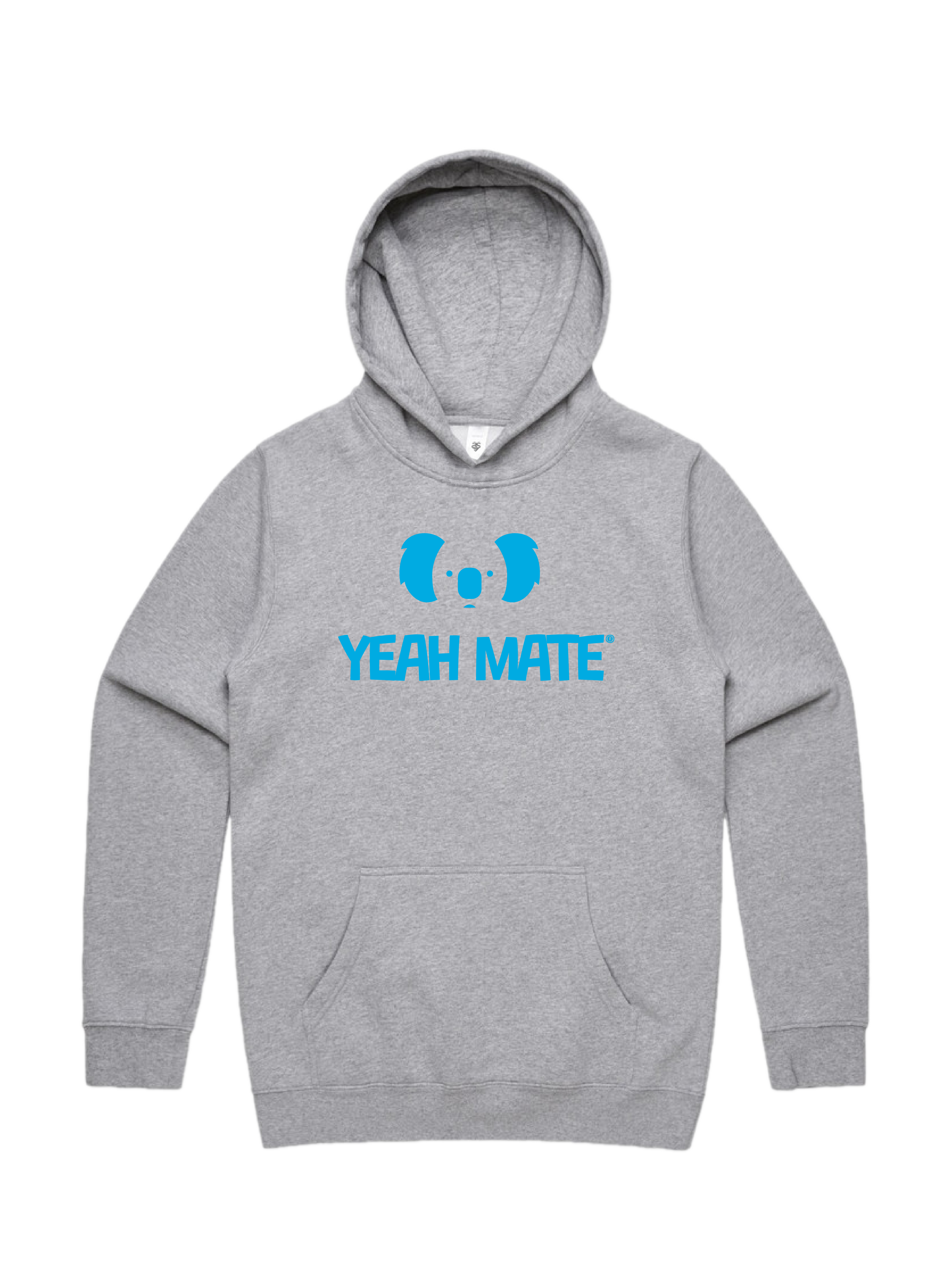 Premium Cotton Hoodie - Unisex Fit - Stacked Logo 1 - Grey Marle - Yeah Mate Freestyle™ Clothing
