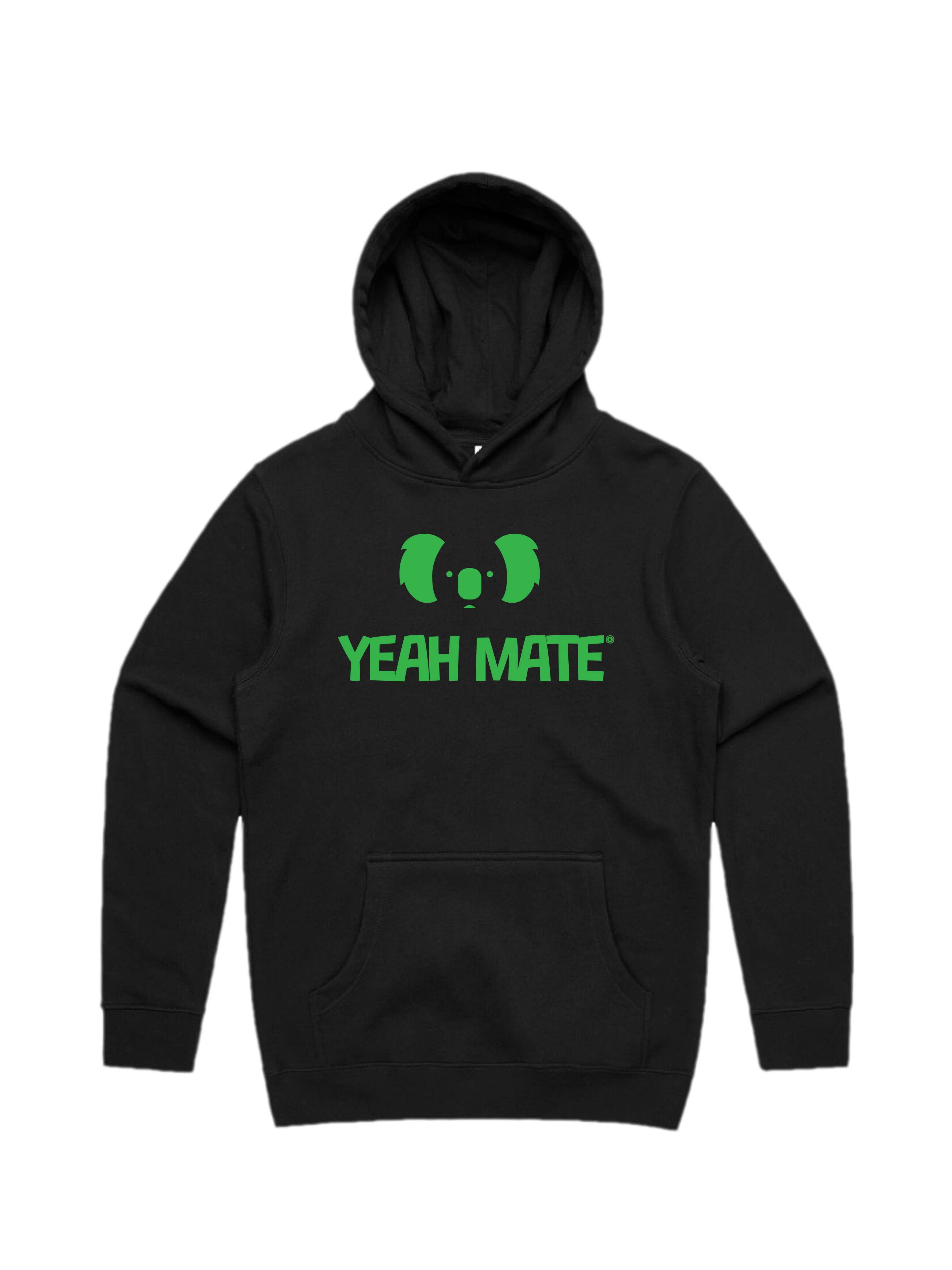 Premium Cotton Hoodie - Unisex Fit - Stacked Logo 2 - Black - Yeah Mate Freestyle™ Clothing
