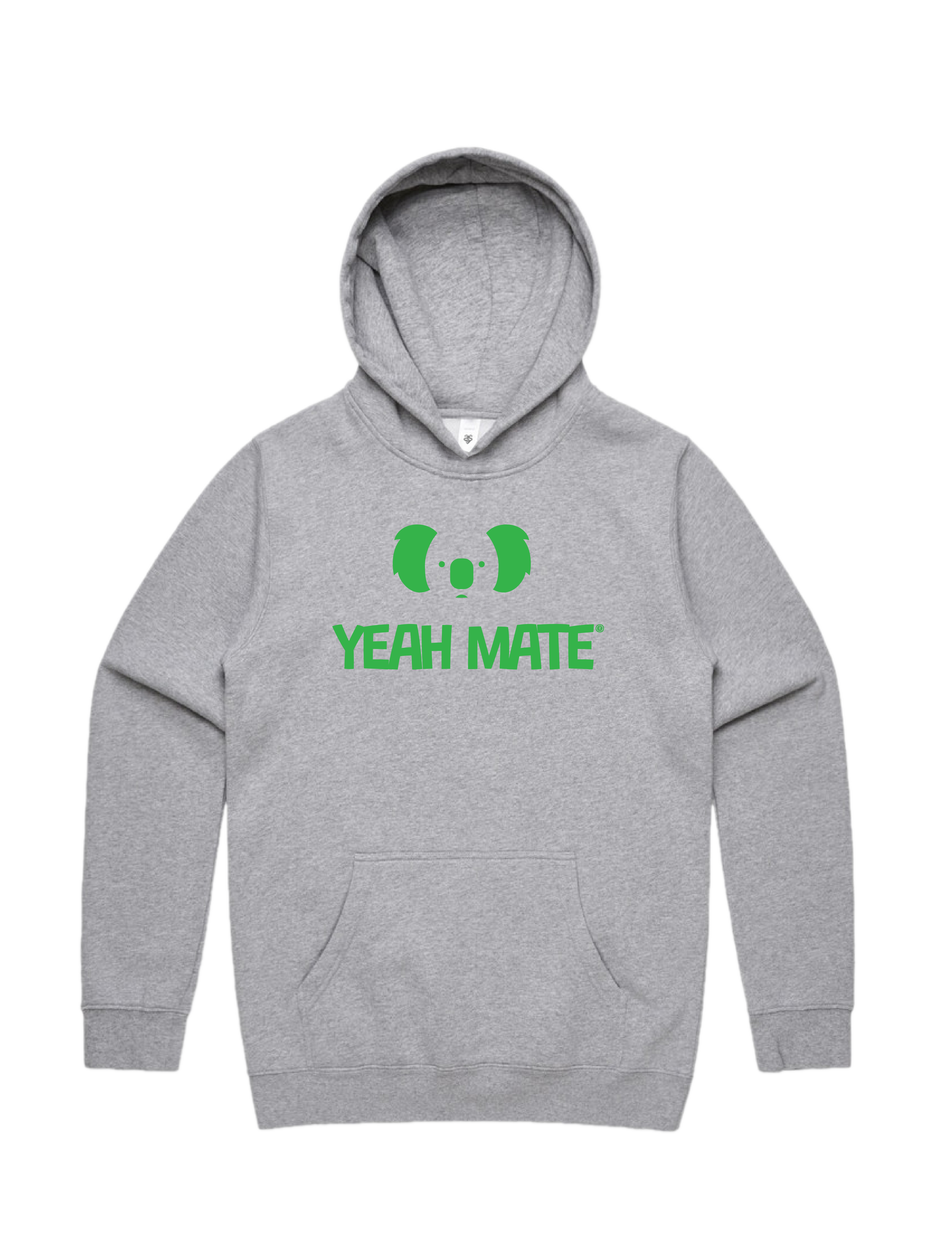 Premium Cotton Hoodie - Unisex Fit - Stacked Logo 2 - Grey Marle - Yeah Mate Freestyle™ Clothing
