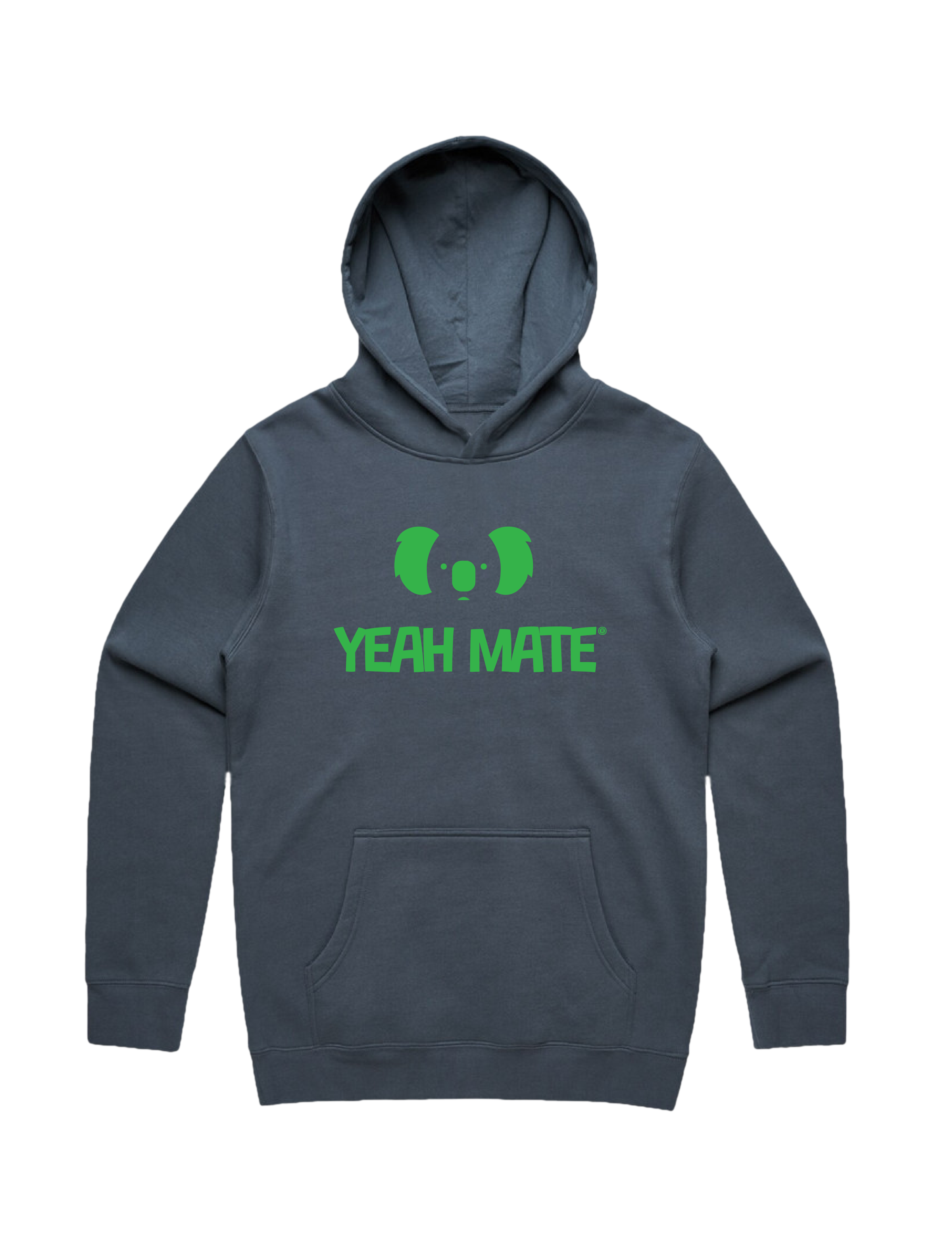 Premium Cotton Hoodie - Unisex Fit - Stacked Logo 2 - Petrol Blue - Yeah Mate Freestyle™ Clothing
