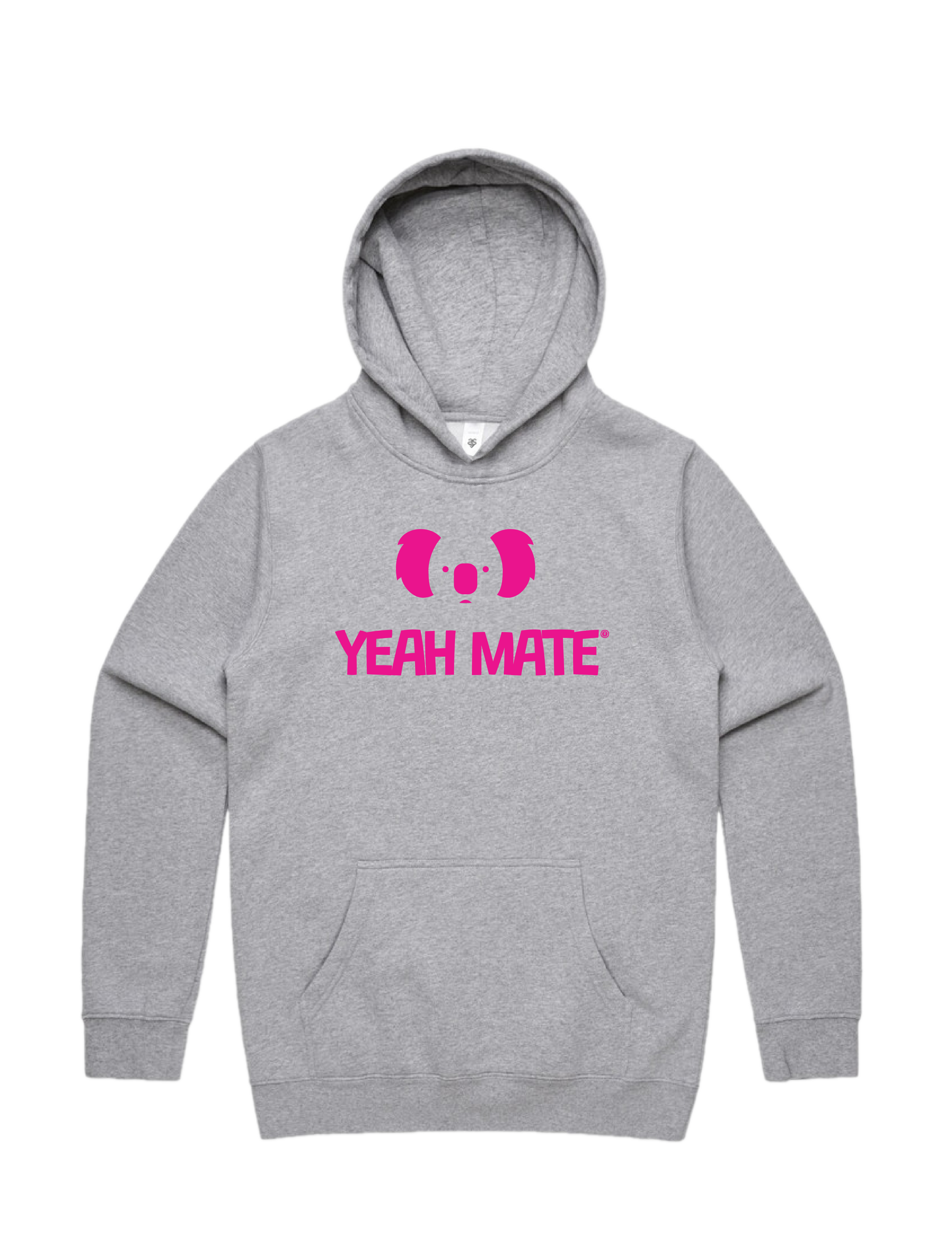 Premium Cotton Hoodie - Unisex Fit - Stacked Logo 3 - Grey Marle - Yeah Mate Freestyle™ Clothing
