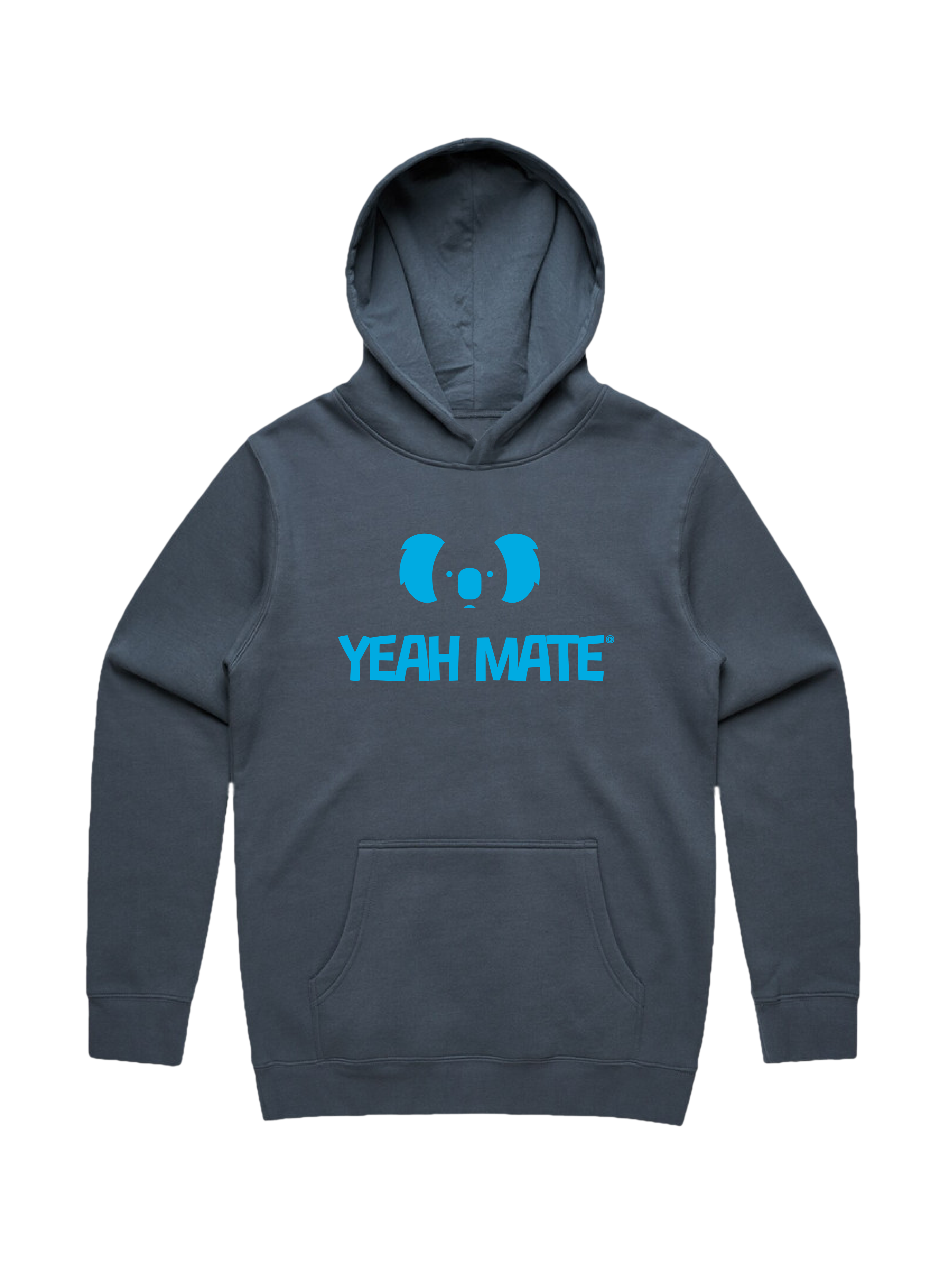 Premium Cotton Hoodie - Unisex Fit - Stacked Logo 3 - Petrol Blue - Yeah Mate Freestyle™ Clothing
