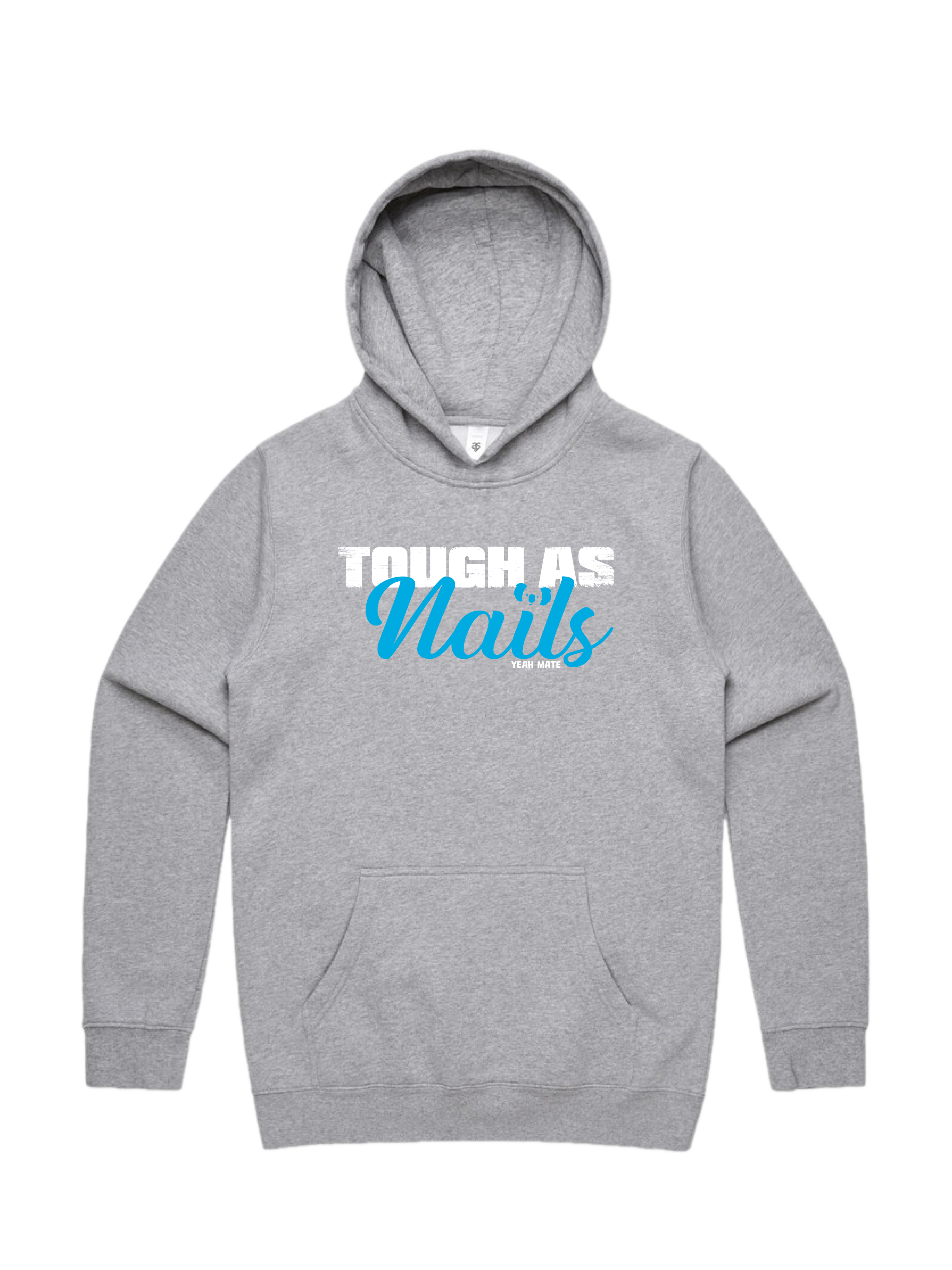 Premium Cotton Hoodie - Unisex Fit - Tough as Nails™ 4 - Grey Marle - Yeah Mate Freestyle™ Clothing
