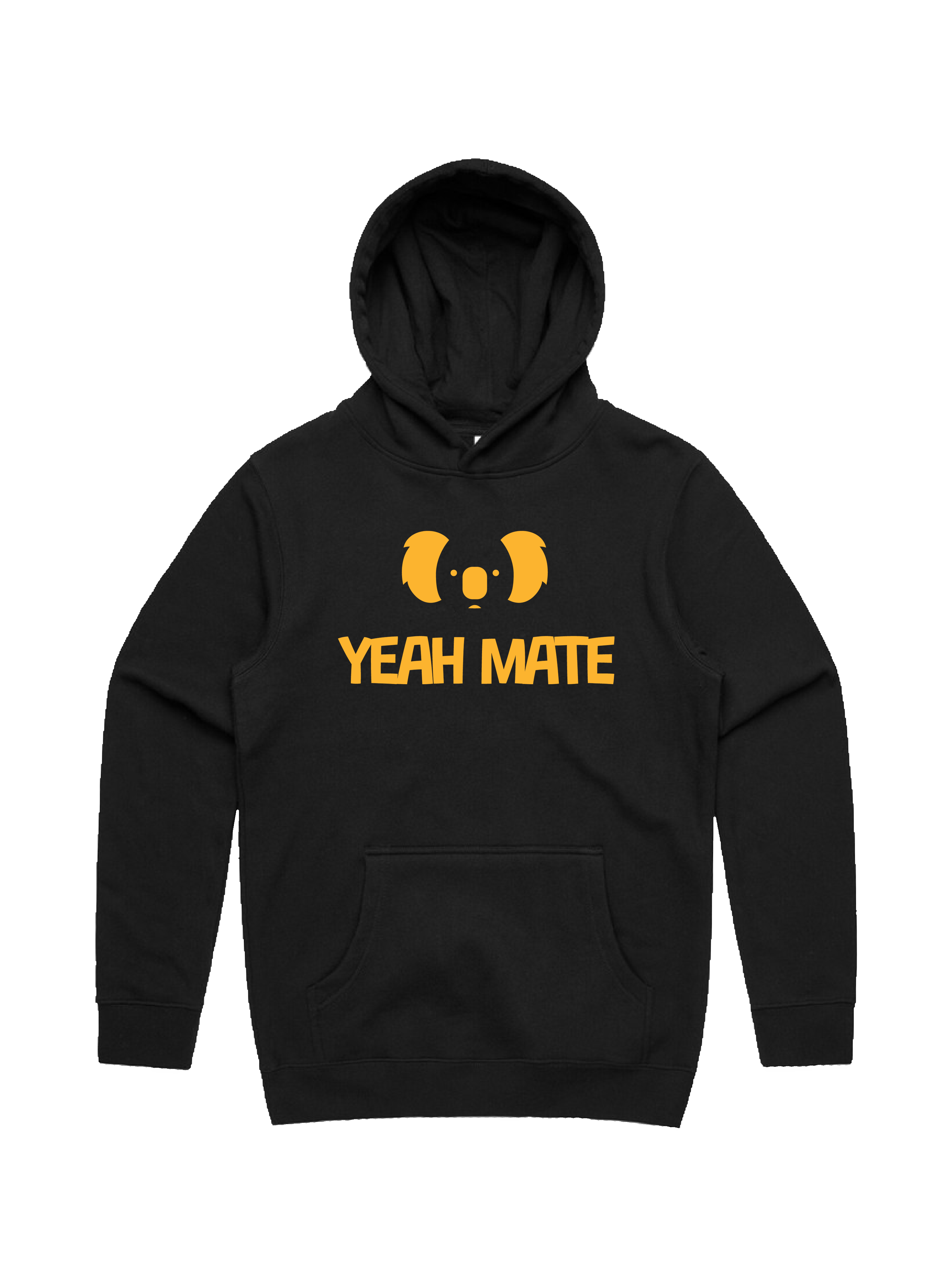 Premium Cotton Hoodie - Unisex Fit - YM Stacked Logo  5 - Black - Yeah Mate Classic™ Clothing
