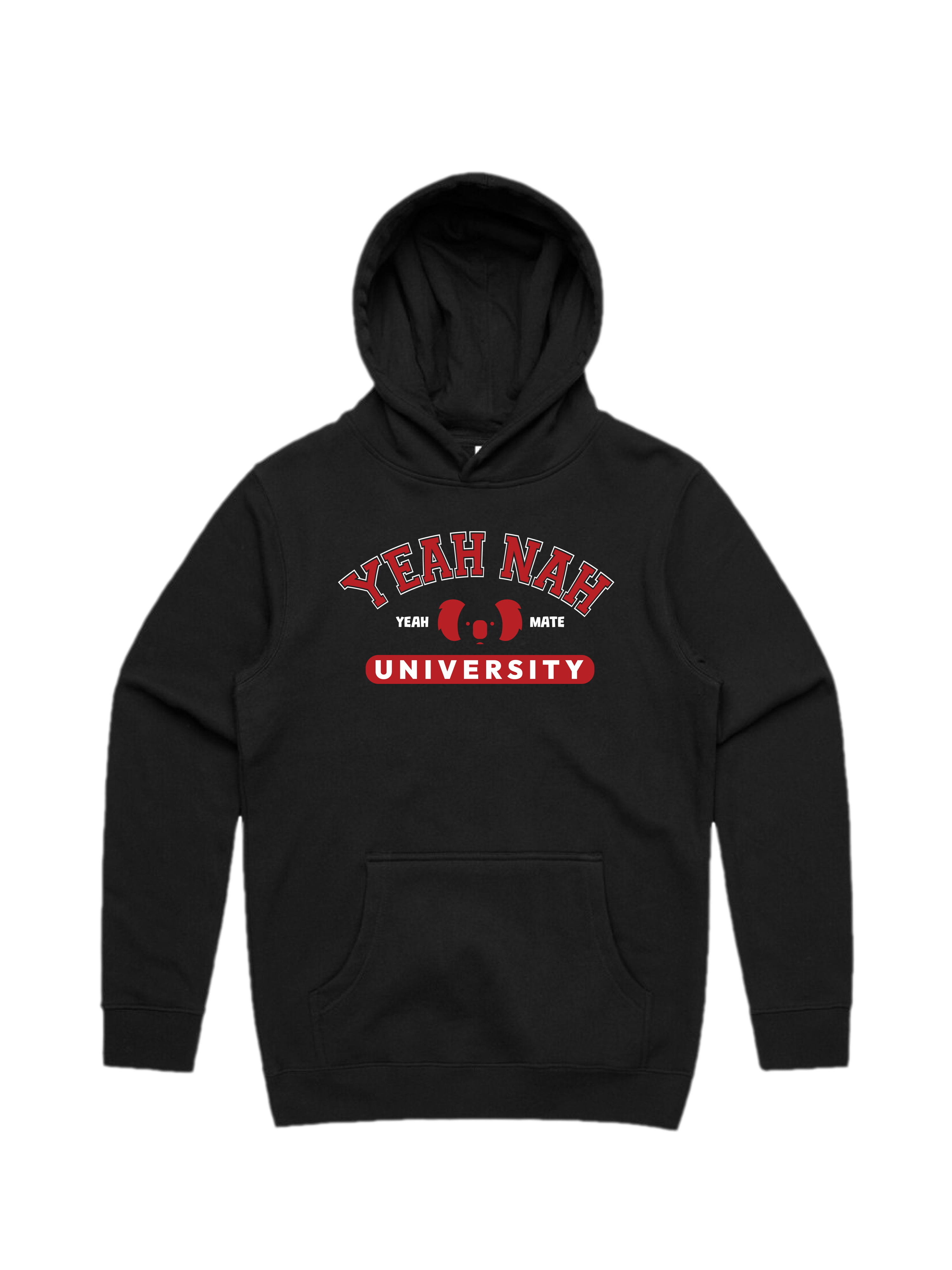 Premium Cotton Hoodie - Unisex Fit - Yeah Nah University™ 1 - Black - Yeah Mate Freestyle™ Clothing

