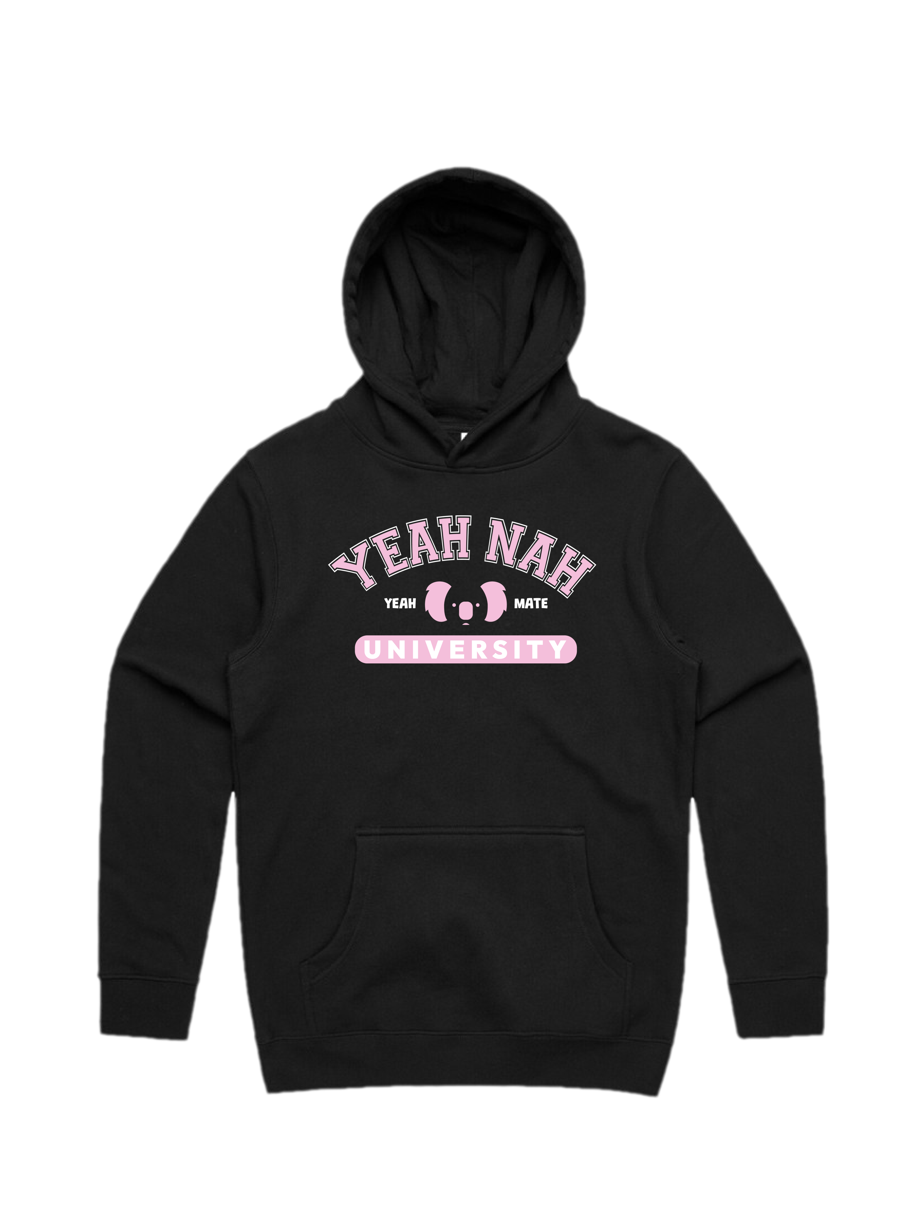 Premium Cotton Hoodie - Unisex Fit - Yeah Nah University™ 2 - Black - Yeah Mate Freestyle™ Clothing
