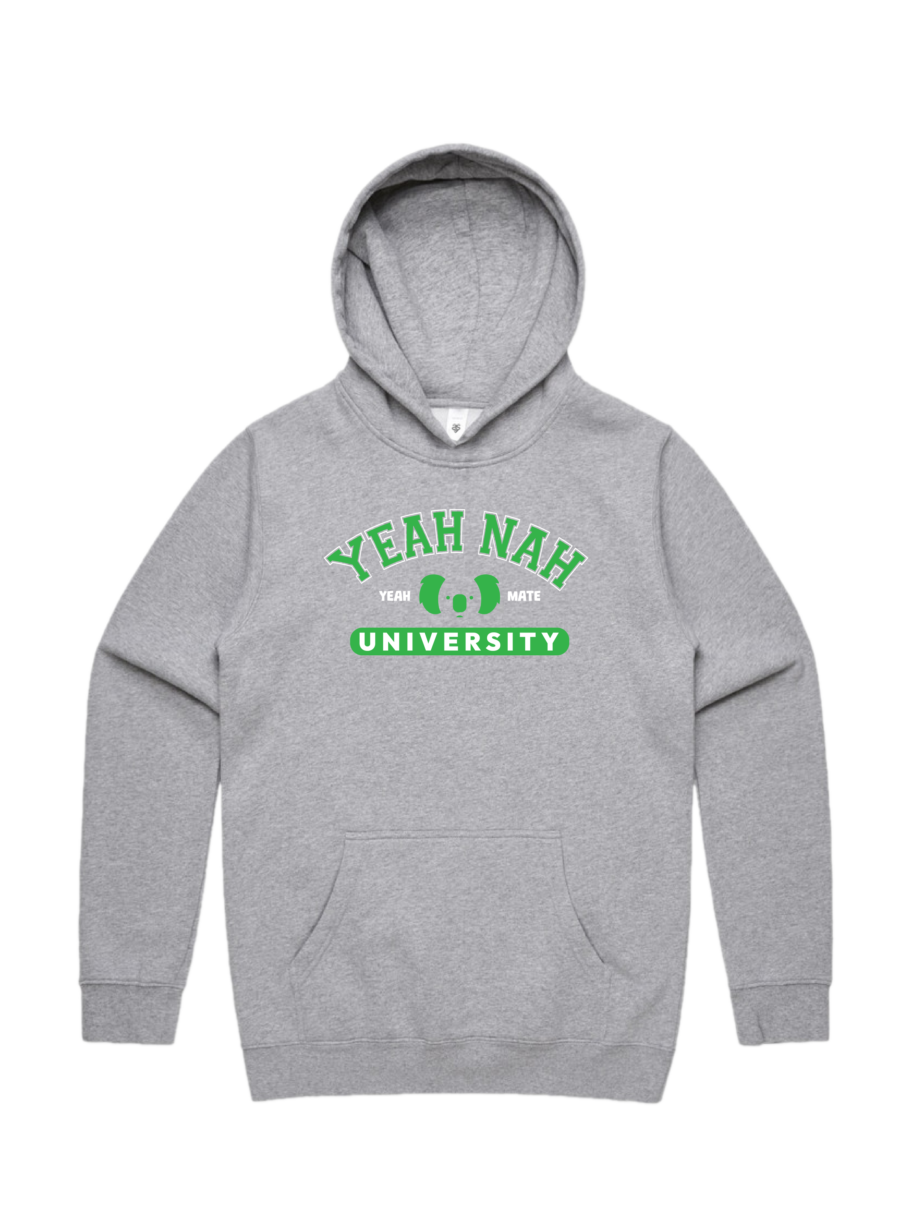 Premium Cotton Hoodie - Unisex Fit - Yeah Nah University™ 2 - Grey Marle - Yeah Mate Freestyle™ Clothing
