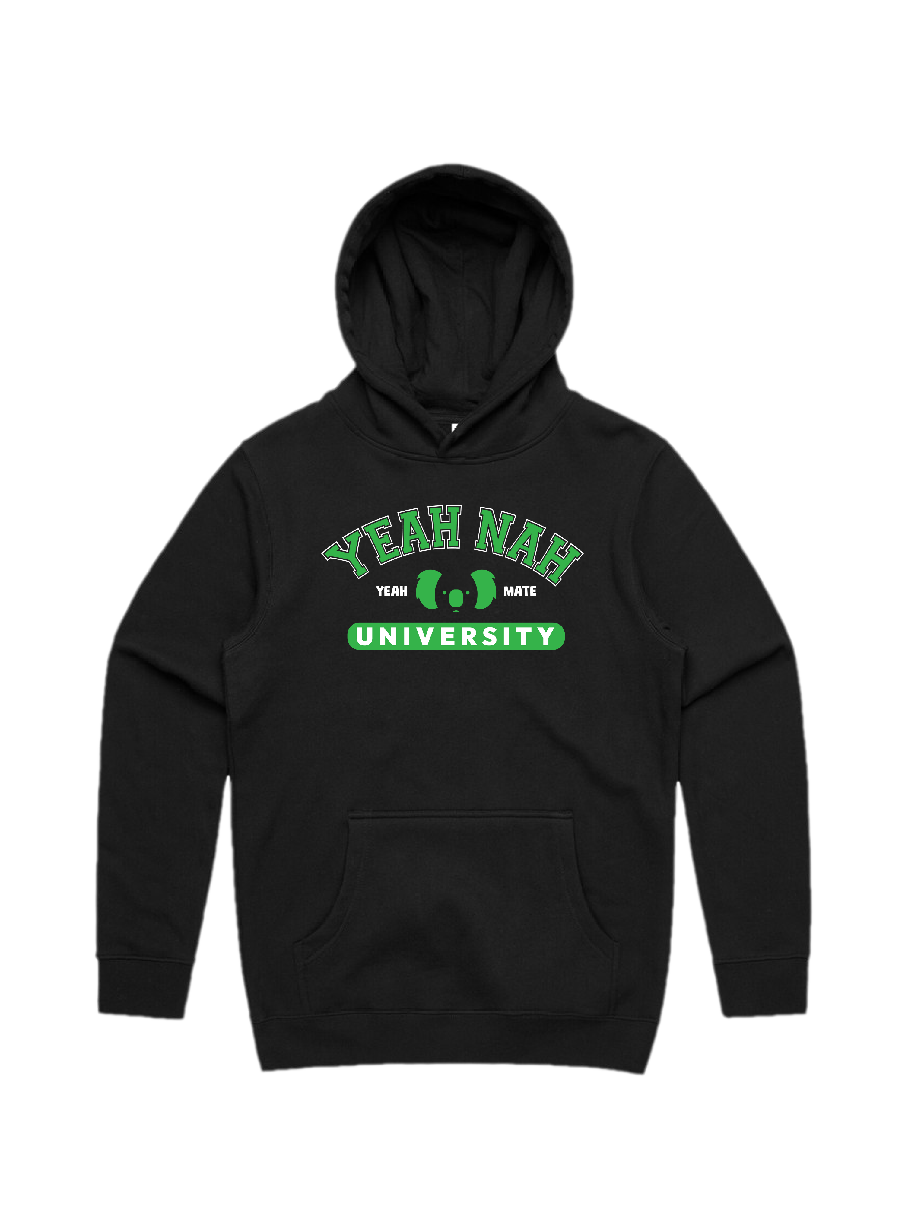 Premium Cotton Hoodie - Unisex Fit - Yeah Nah University™ 3 - Black - Yeah Mate Freestyle™ Clothing
