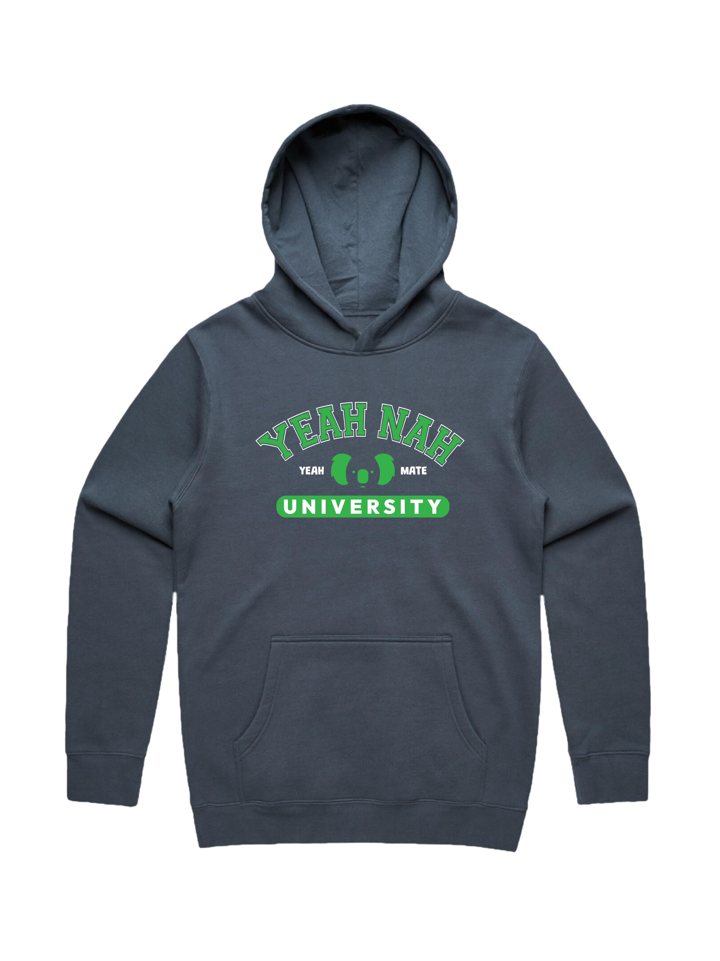 Premium Cotton Hoodie - Unisex Fit - Yeah Nah University™ 3 - Petrol Blue - Yeah Mate Freestyle™ Clothing
