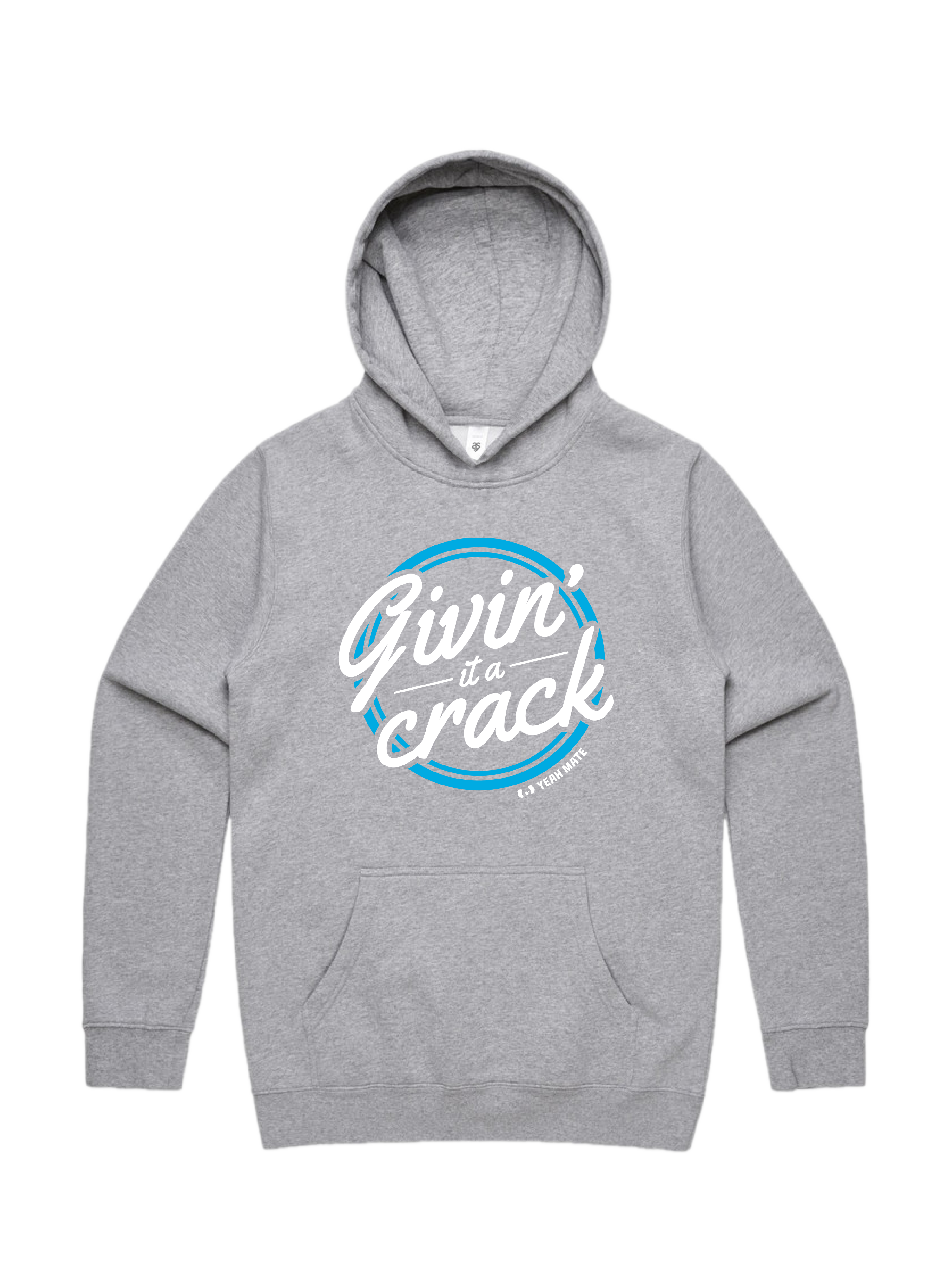 Premium Fit Hoodie - Unisex Fit - Givin it a Crack™ 1 - Grey Marle - Yeah Mate Freestyle™ Clothing
