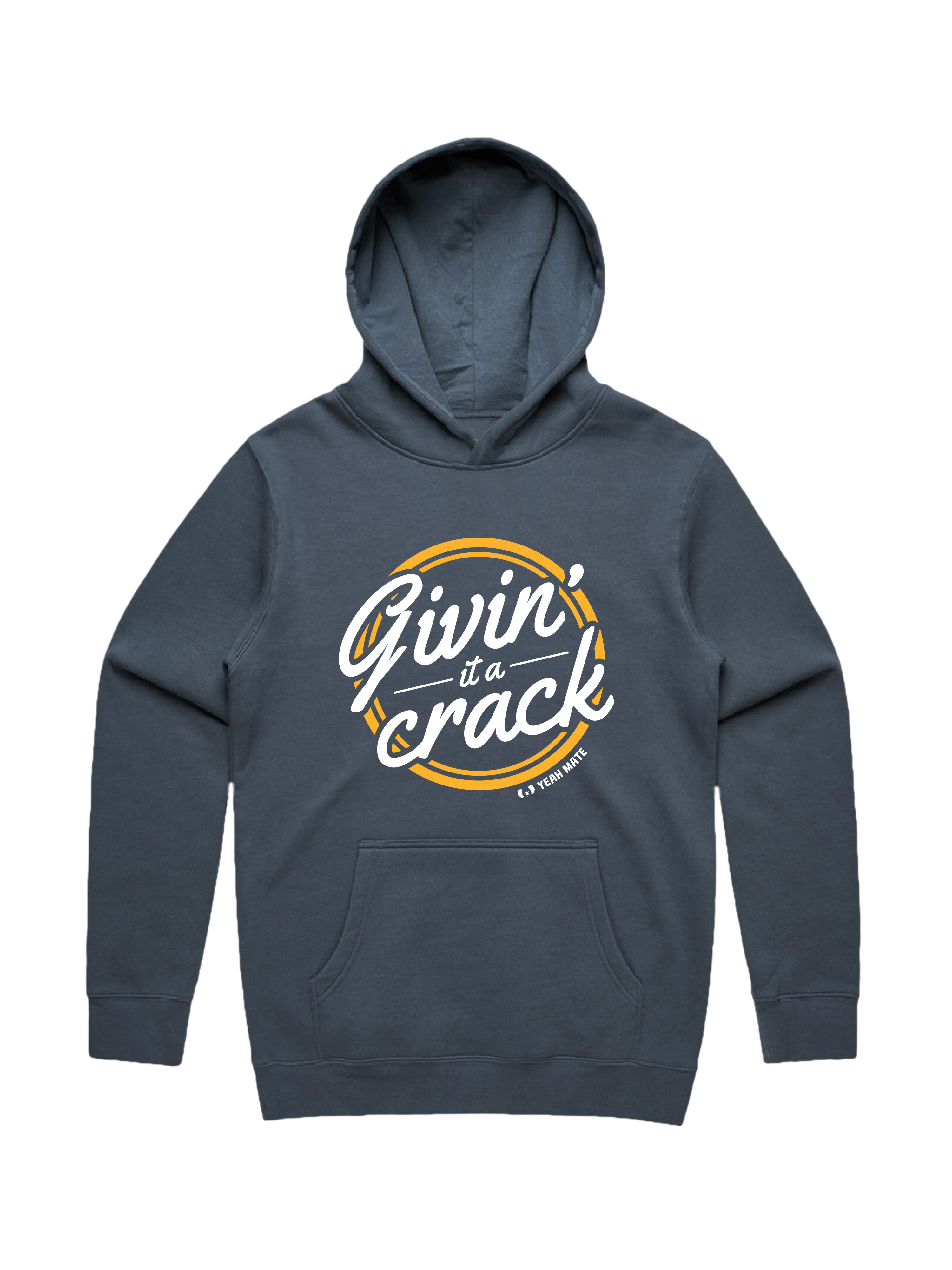 Premium Fit Hoodie - Unisex Fit - Givin it a Crack™ 1 - Petrol Blue - Yeah Mate Freestyle™ Clothing
