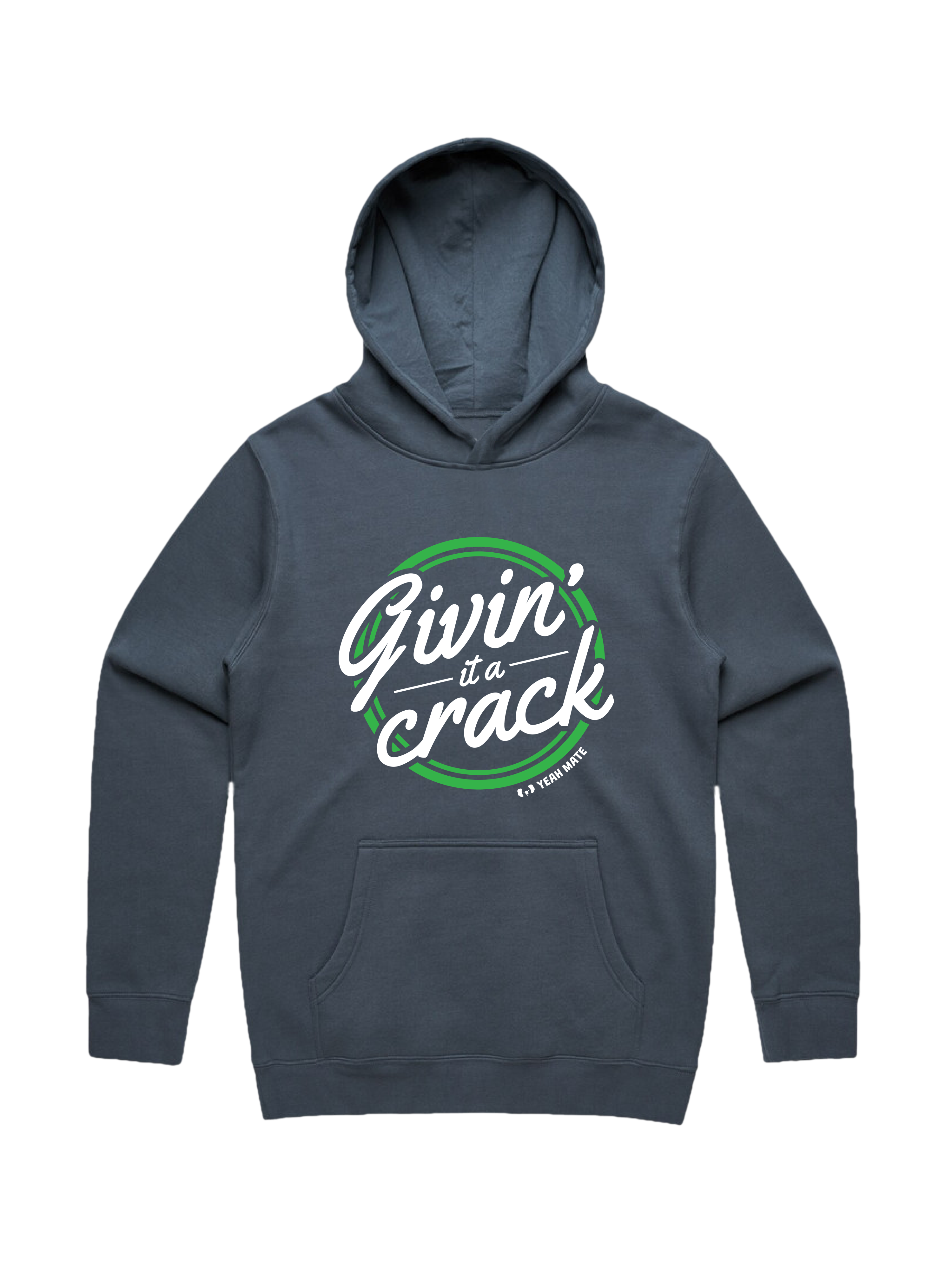 Premium Fit Hoodie - Unisex Fit - Givin it a Crack™ 2 - Petrol Blue - Yeah Mate Freestyle™ Clothing
