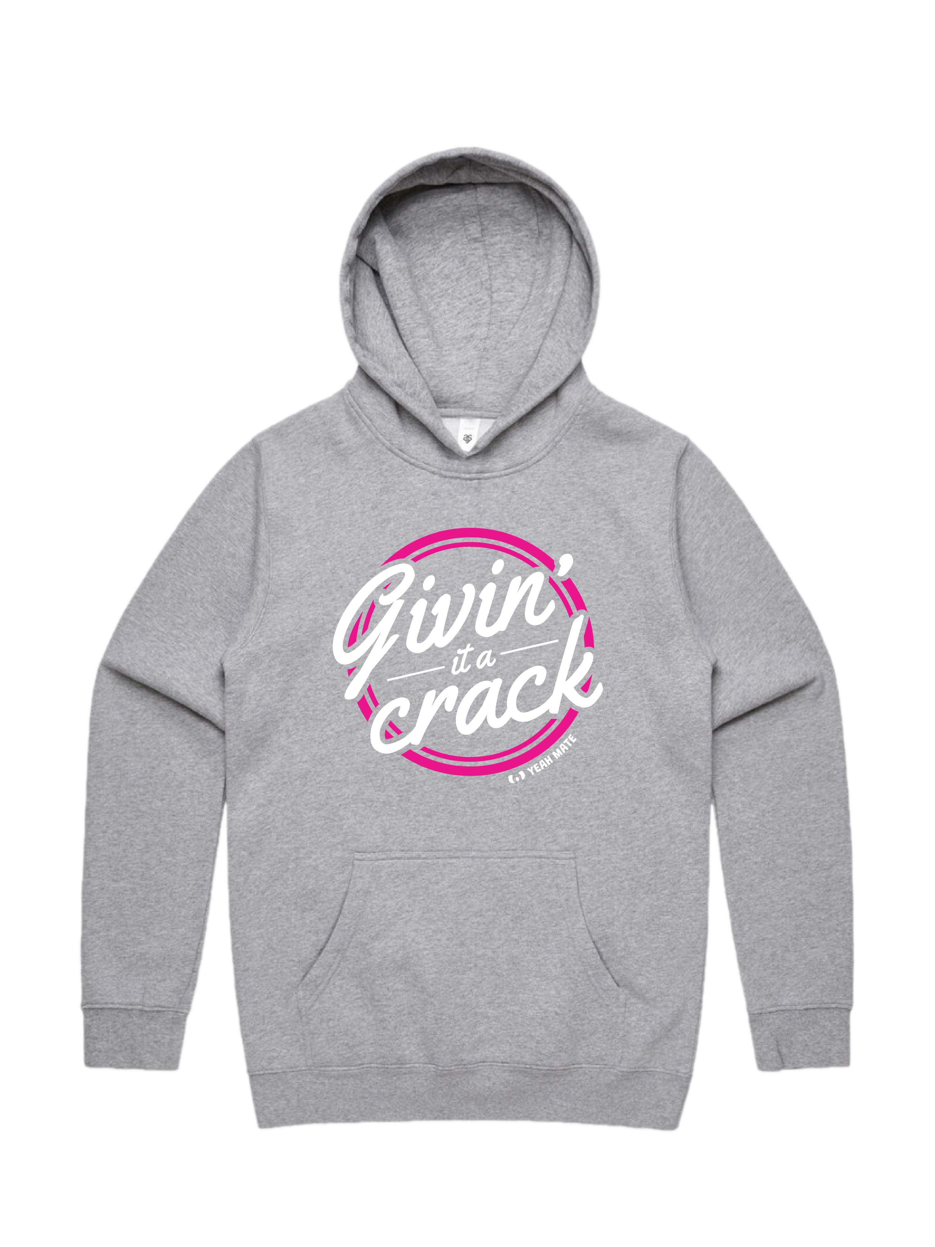 Premium Fit Hoodie - Unisex Fit - Givin it a Crack™ 3 - Grey Marle - Yeah Mate Freestyle™ Clothing
